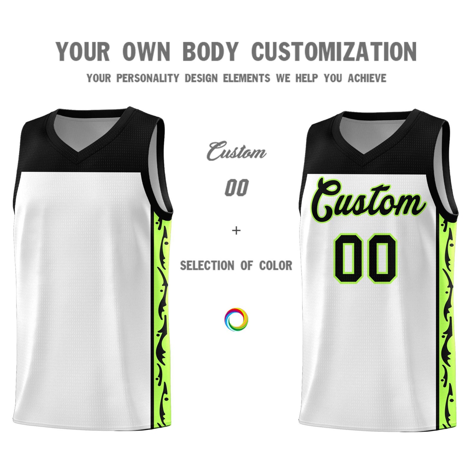 Custom White Side Pattern Sports Uniform Basketball Jersey