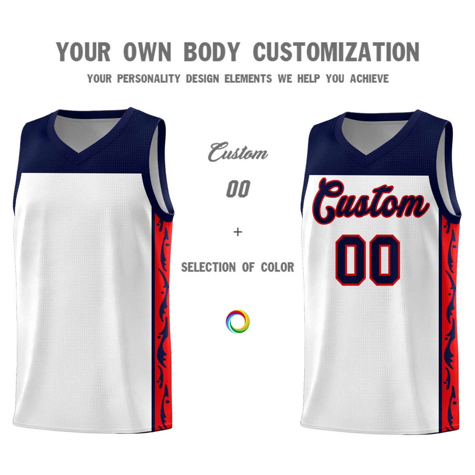 Custom White Side Pattern Sports Uniform Basketball Jersey