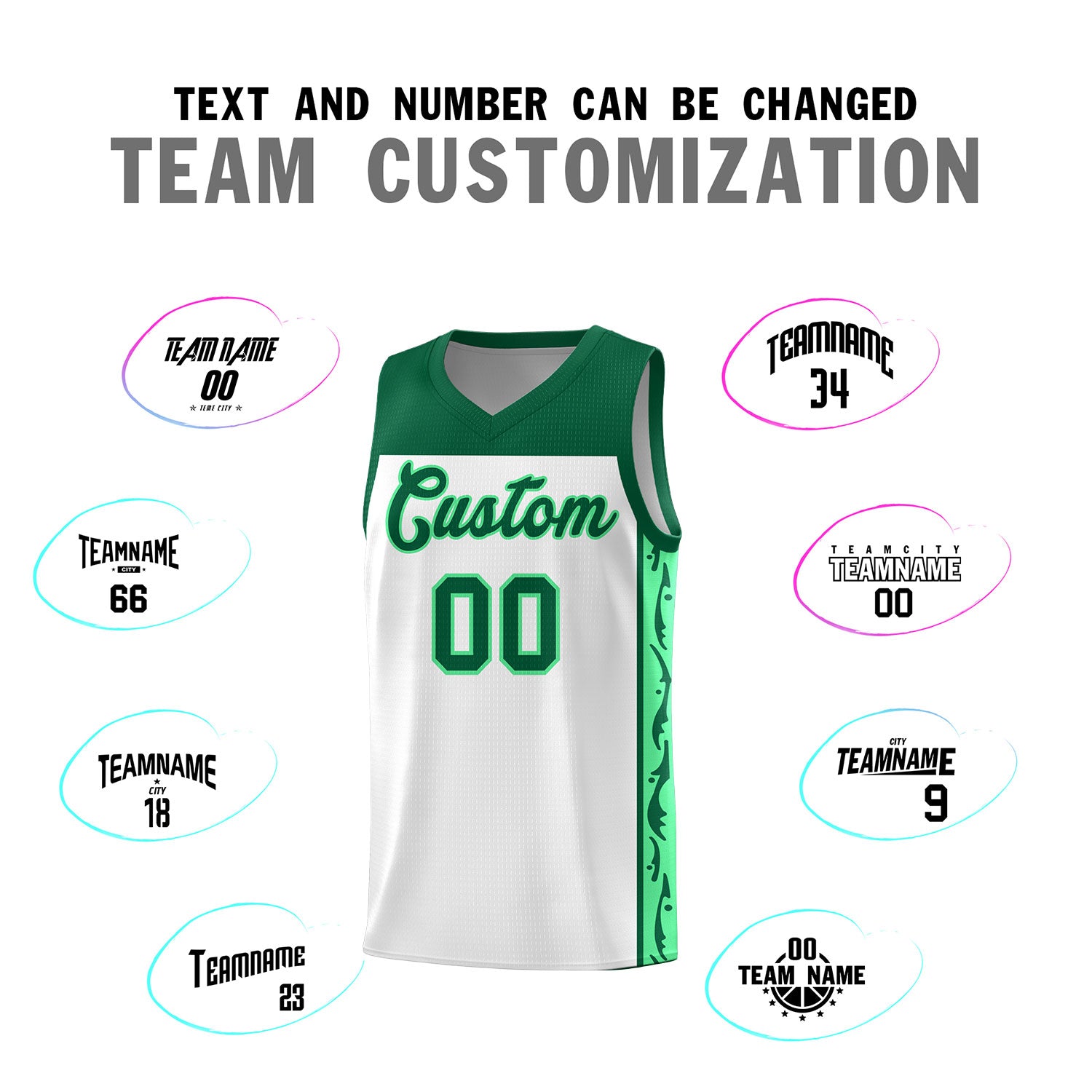Custom White Side Pattern Sports Uniform Basketball Jersey