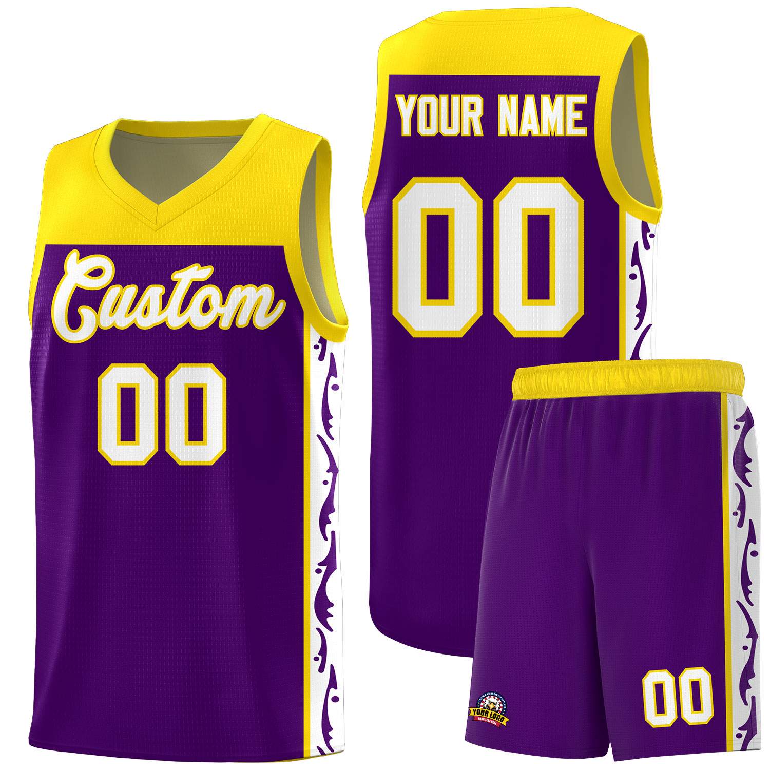 Custom Purple Side Pattern Sports Uniform Basketball Jersey