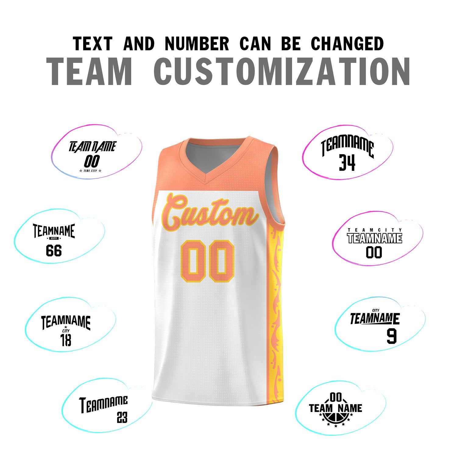 Custom White Side Pattern Sports Uniform Basketball Jersey