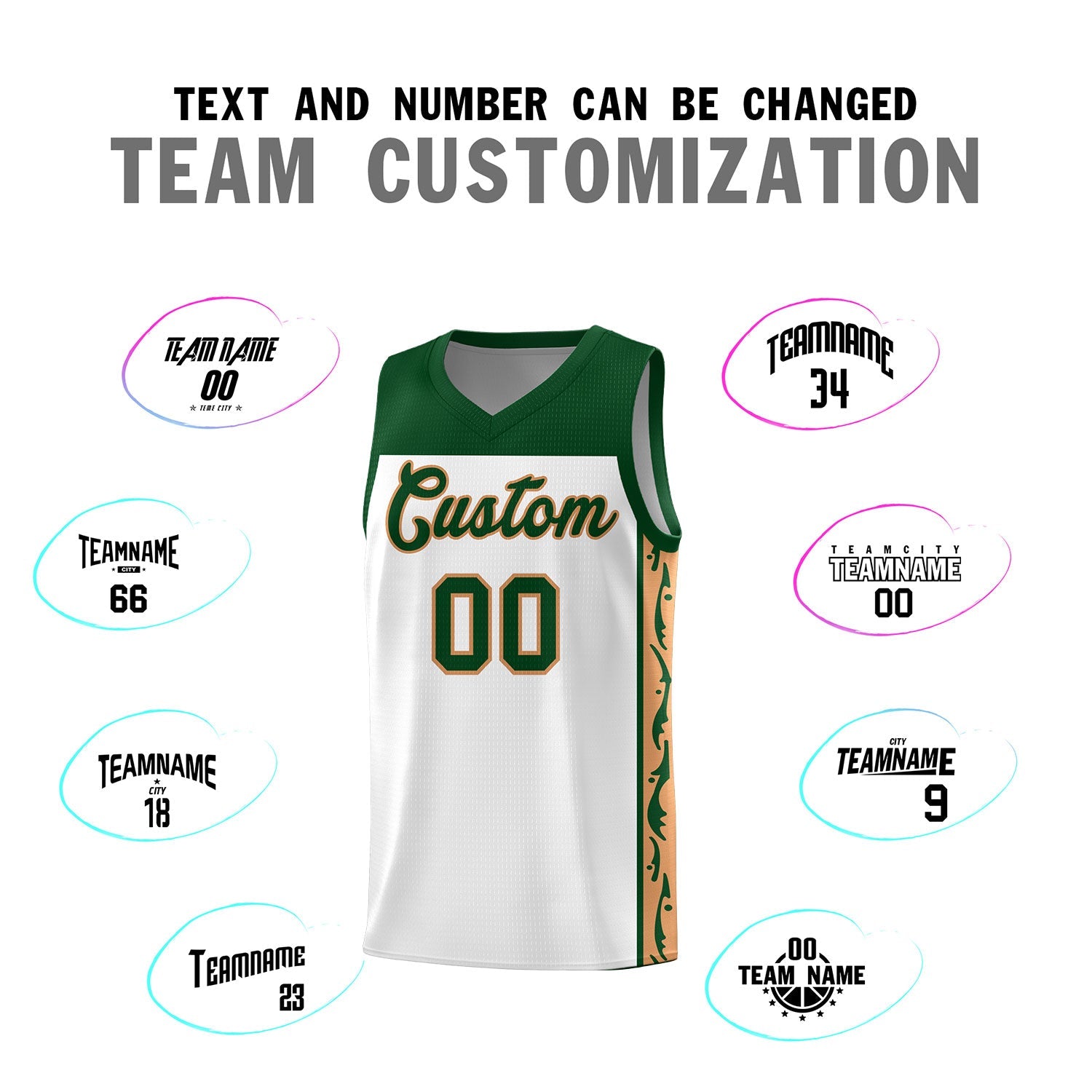 Custom White Side Pattern Sports Uniform Basketball Jersey