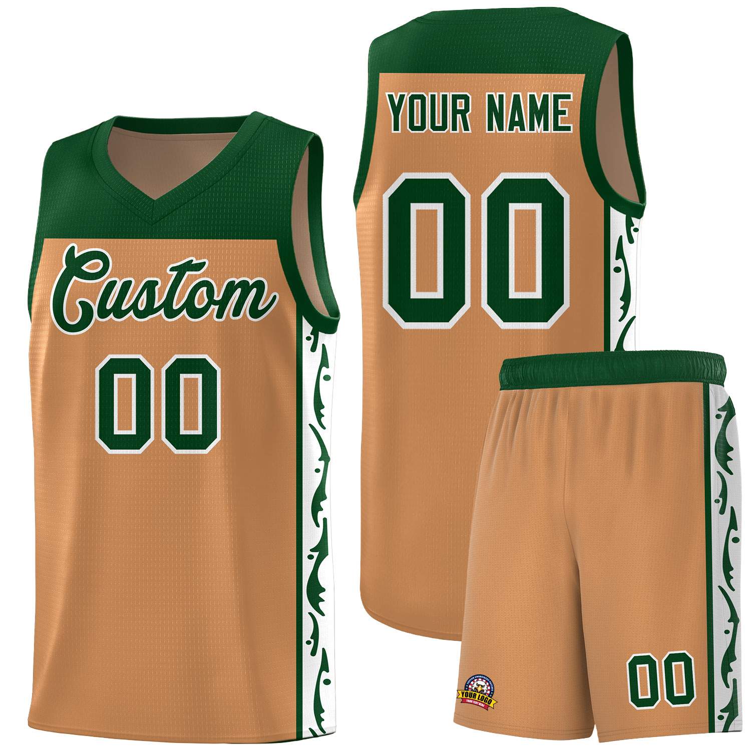Custom Light Brown Side Pattern Sports Uniform Basketball Jersey