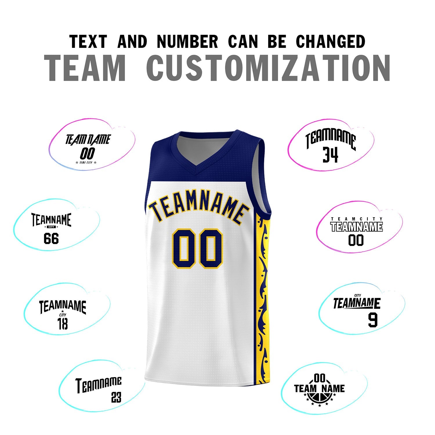 Custom White Side Pattern Sports Uniform Basketball Jersey