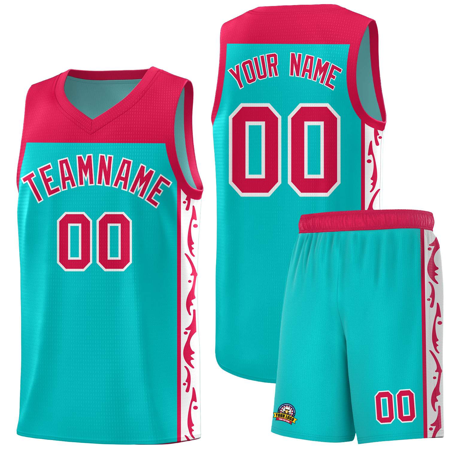 Custom Bright Green Side Pattern Sports Uniform Basketball Jersey