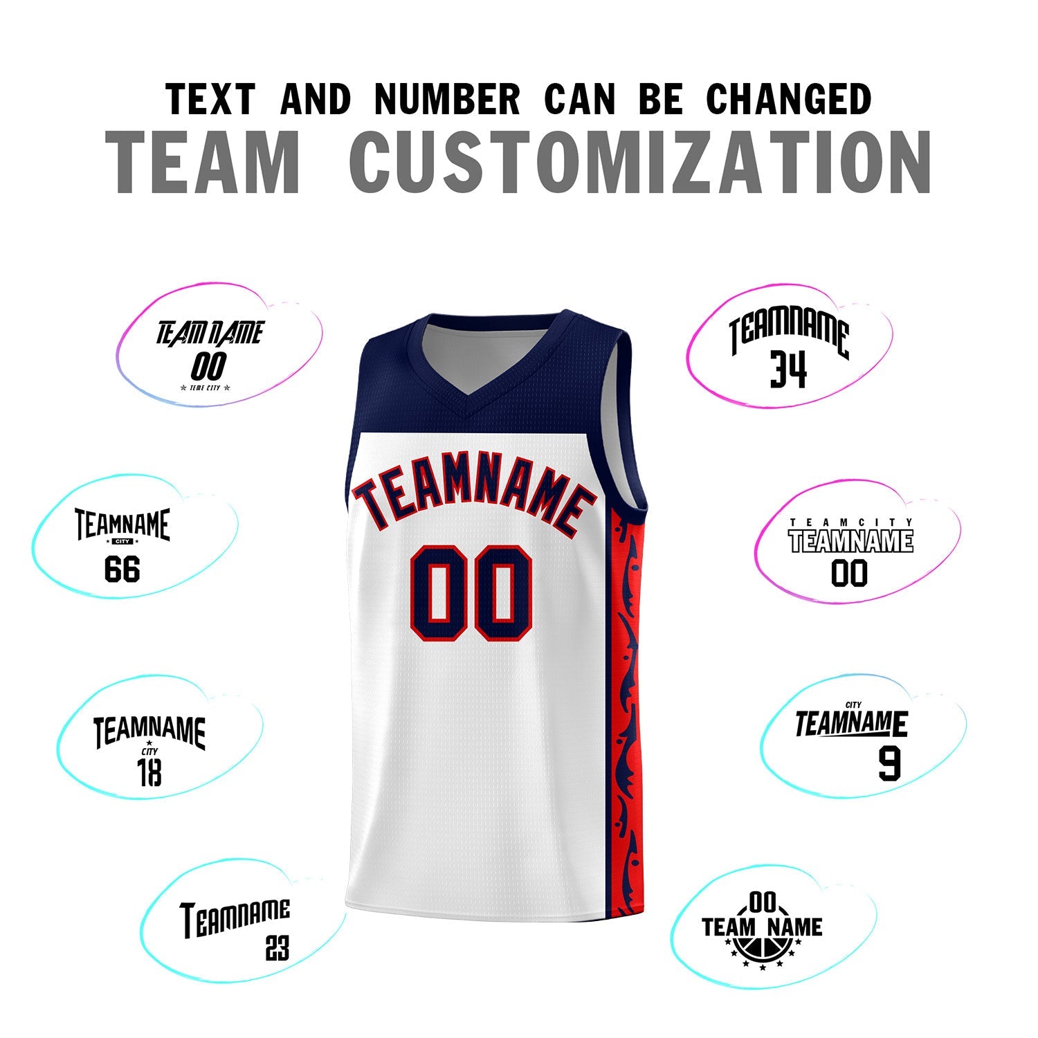 Custom White Side Pattern Sports Uniform Basketball Jersey