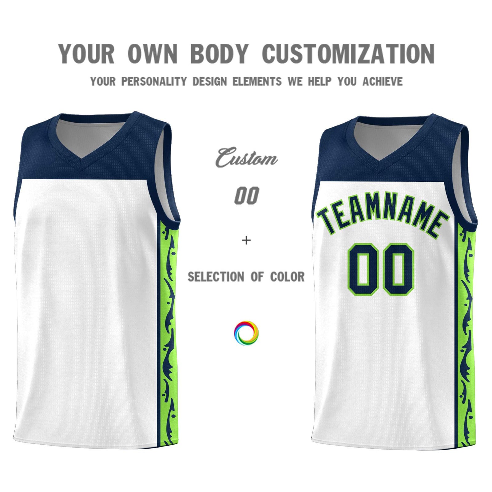 Custom White Side Pattern Sports Uniform Basketball Jersey