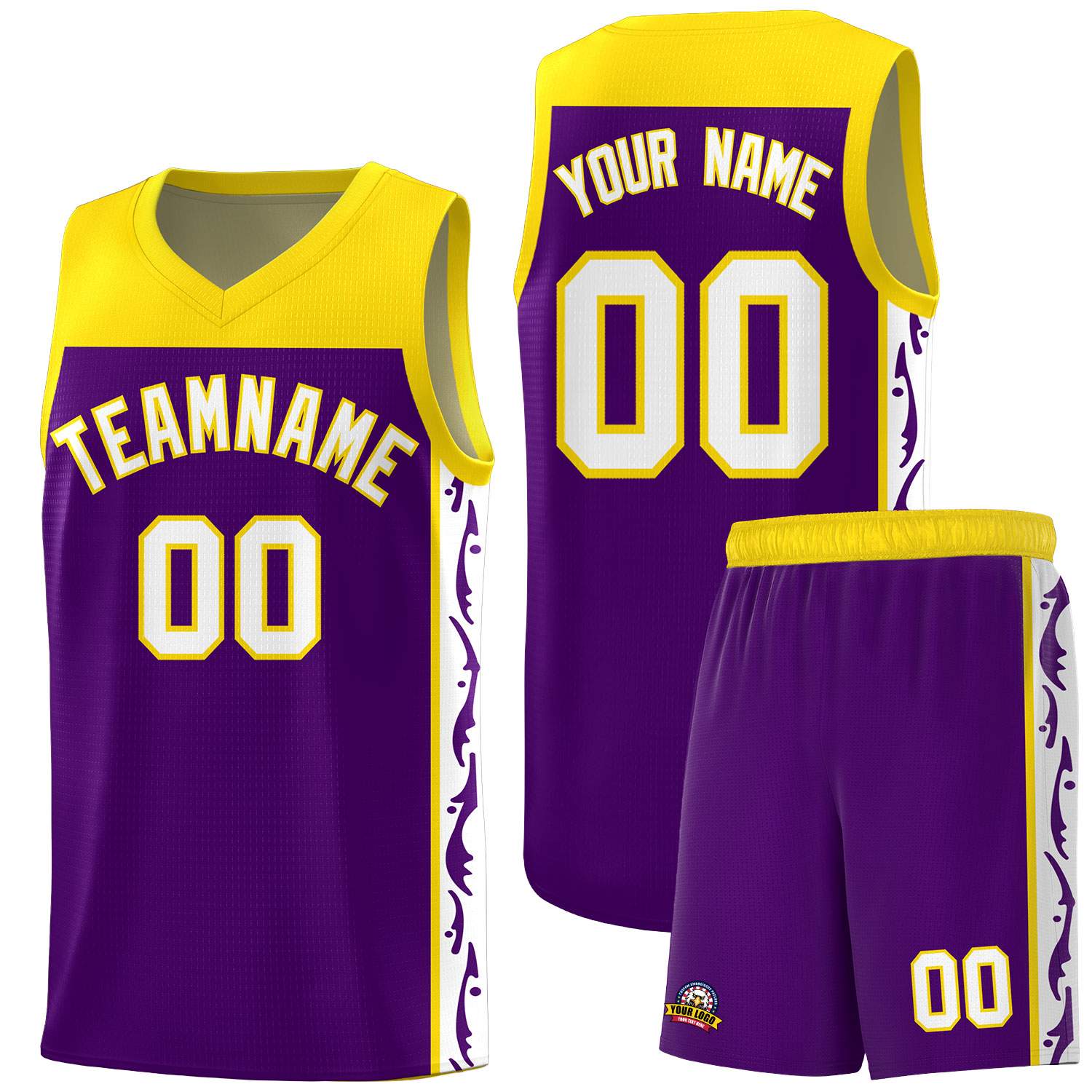 Custom Purple Side Pattern Sports Uniform Basketball Jersey