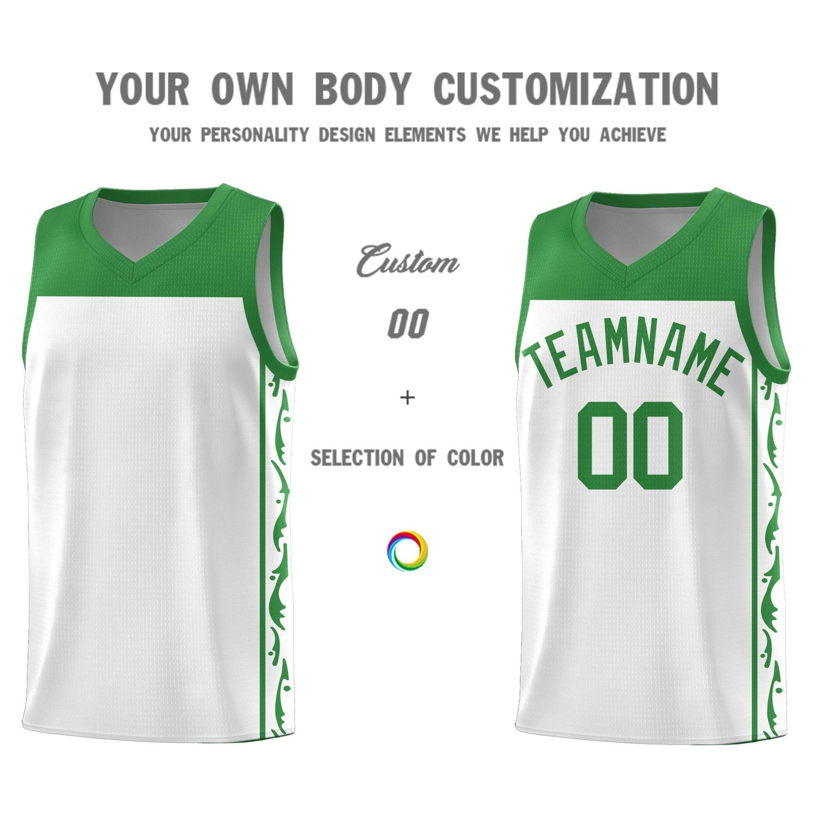 Custom White Side Pattern Sports Uniform Basketball Jersey