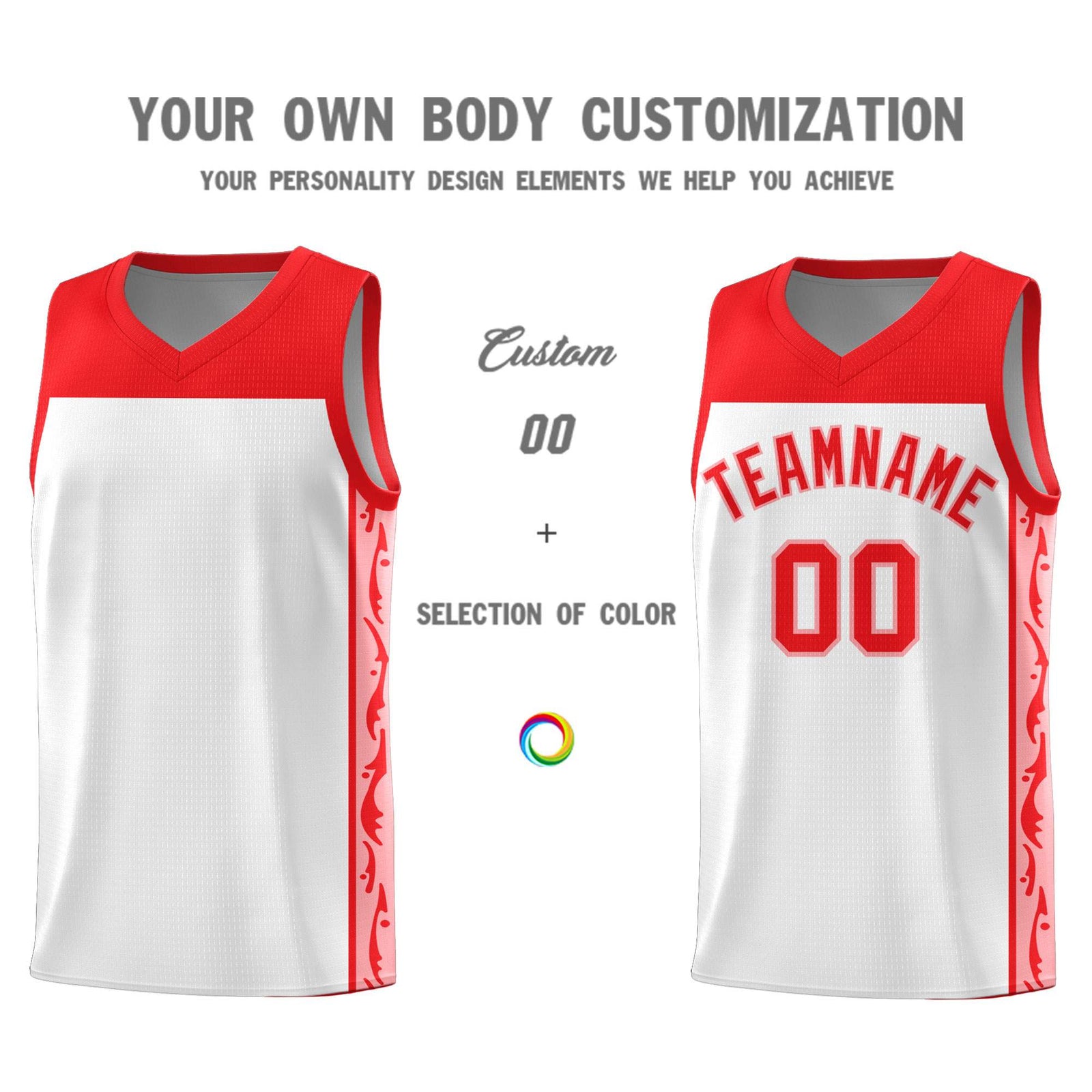 Custom White Side Pattern Sports Uniform Basketball Jersey
