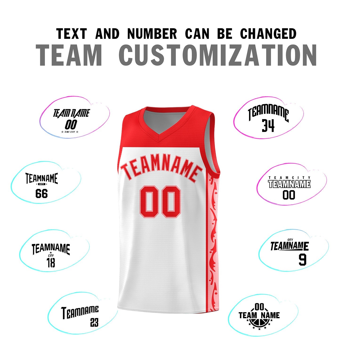Custom White Side Pattern Sports Uniform Basketball Jersey