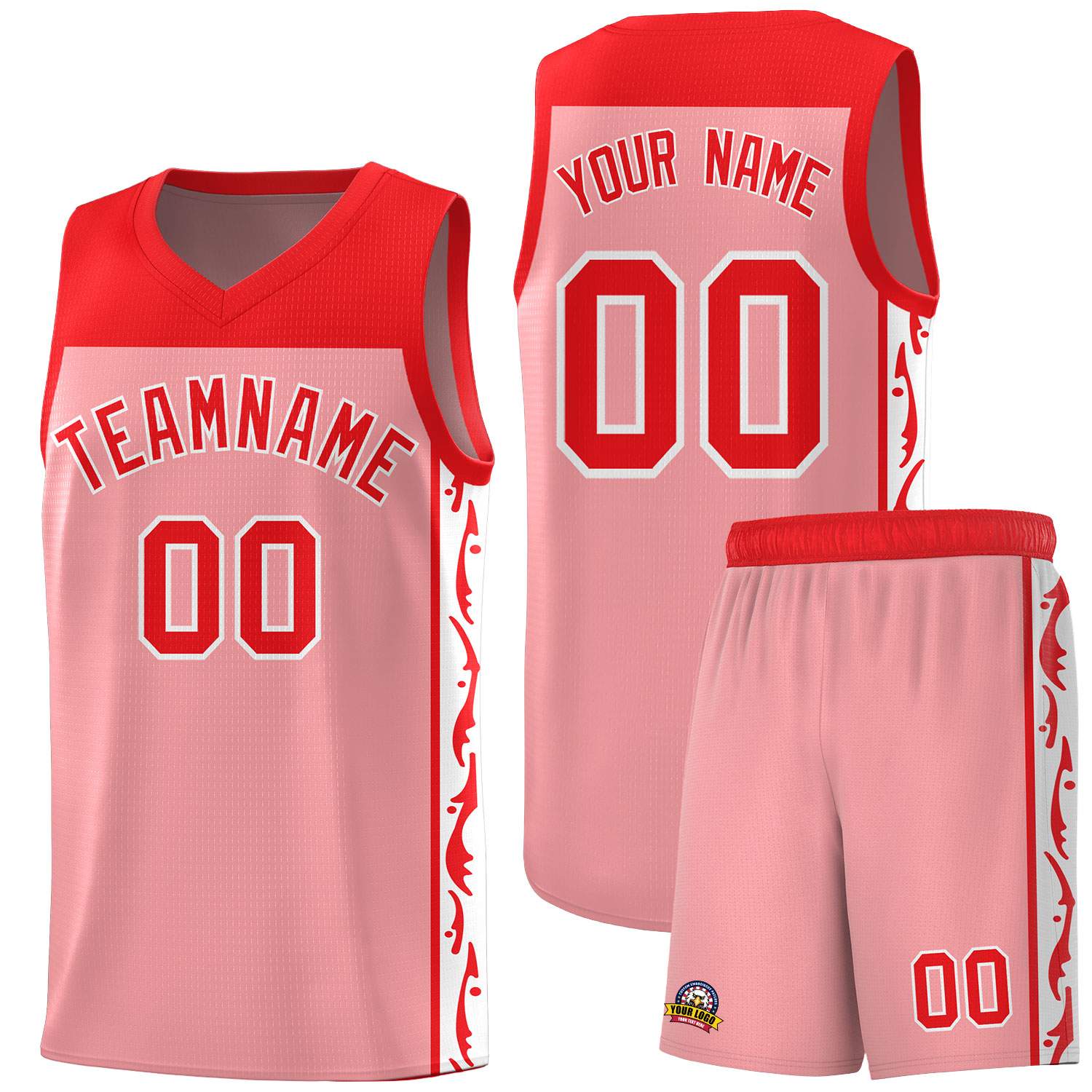 Custom Pink Side Pattern Sports Uniform Basketball Jersey