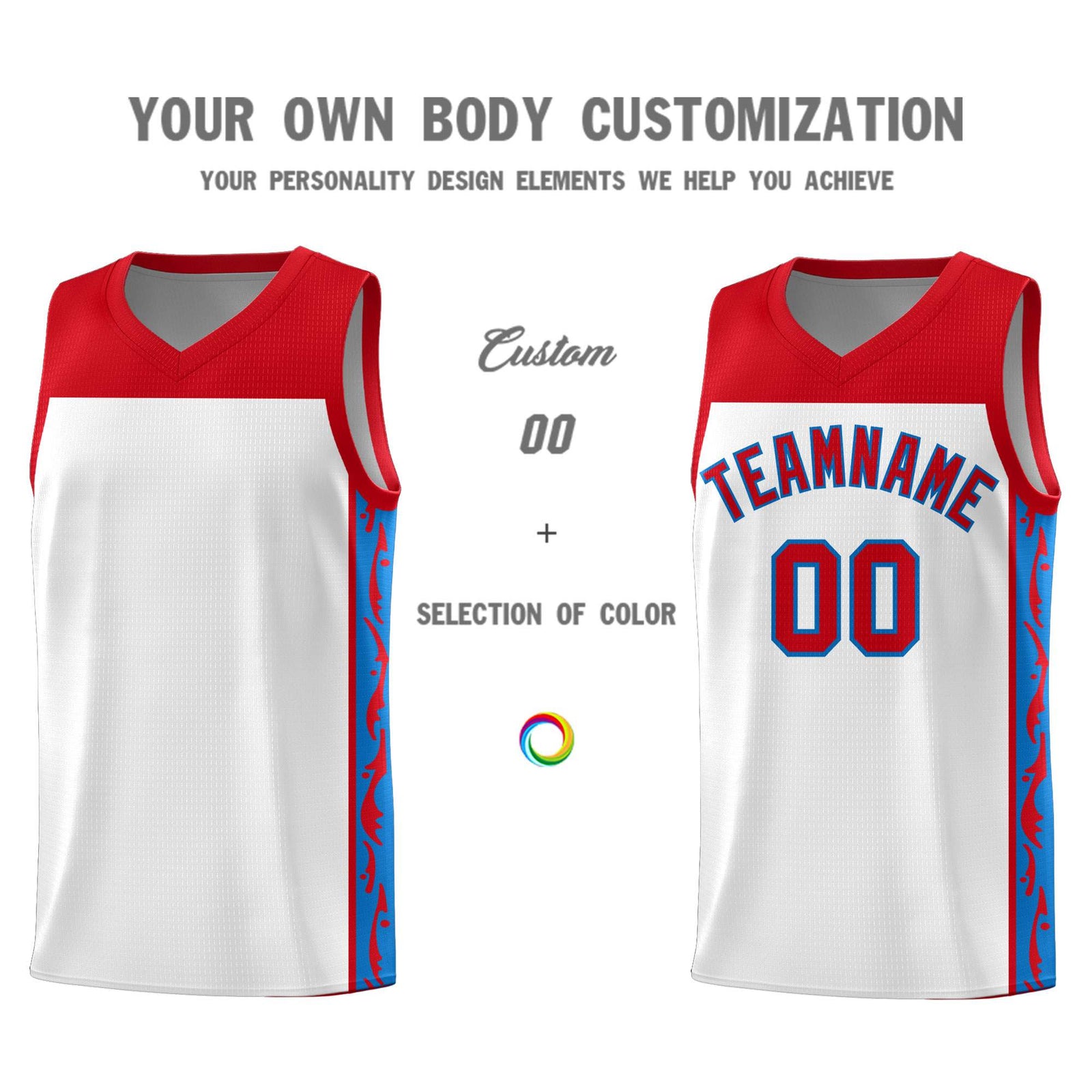 Custom White Side Pattern Sports Uniform Basketball Jersey