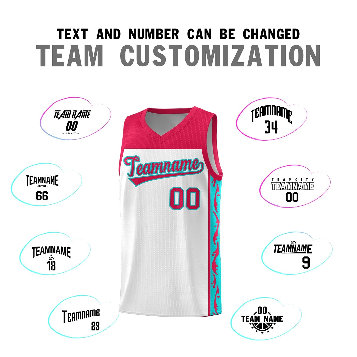 Custom White Side Pattern Sports Uniform Basketball Jersey