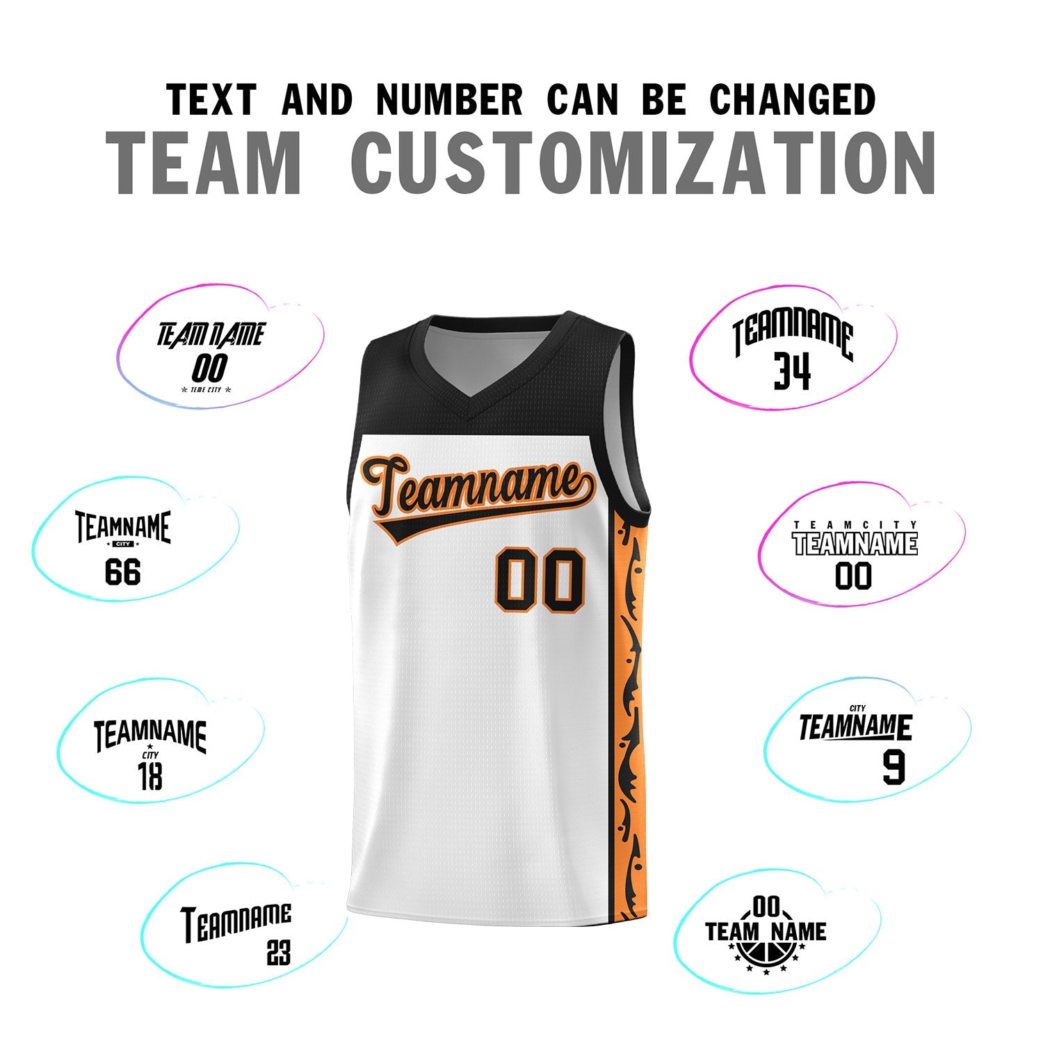 Custom White Side Pattern Sports Uniform Basketball Jersey