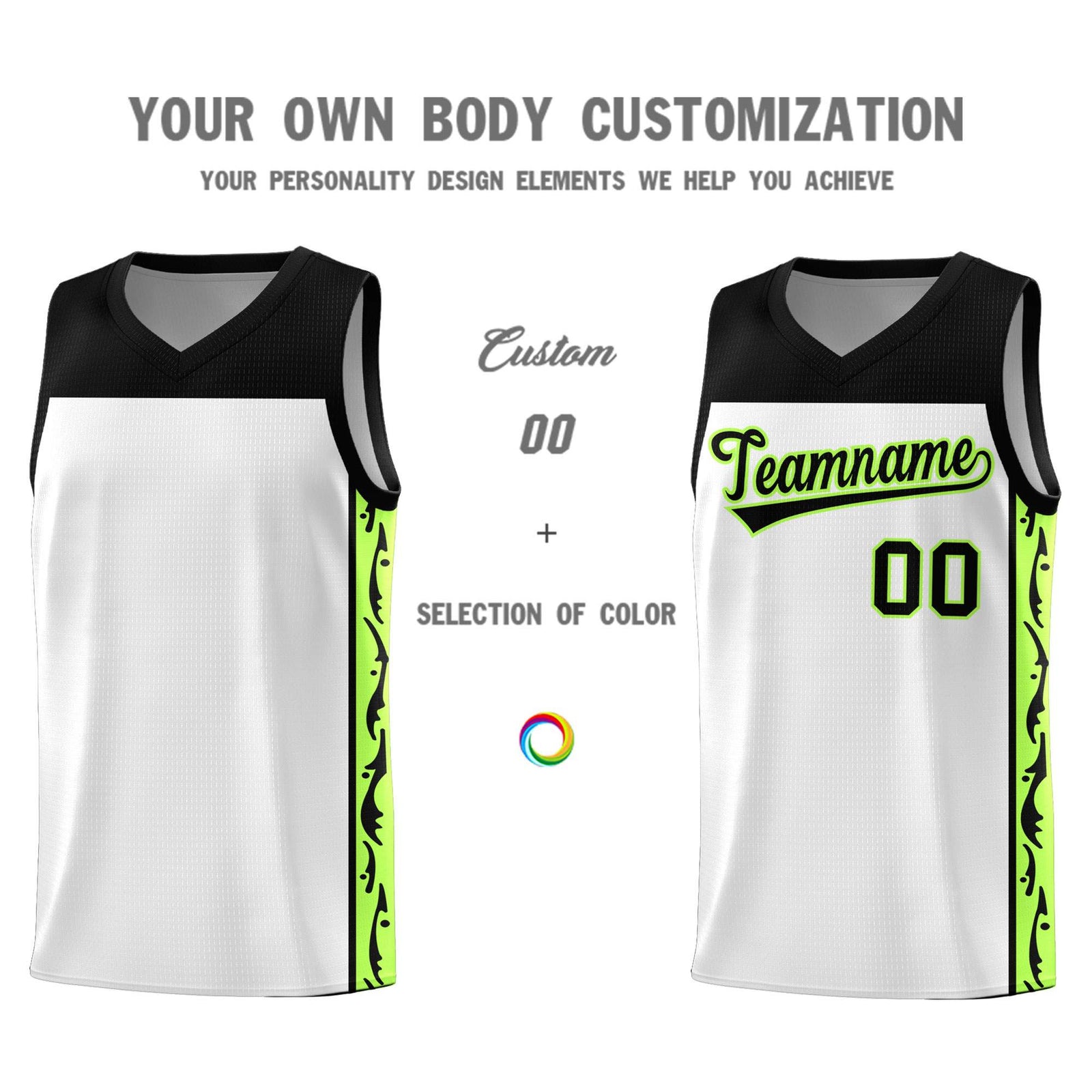Custom White Side Pattern Sports Uniform Basketball Jersey