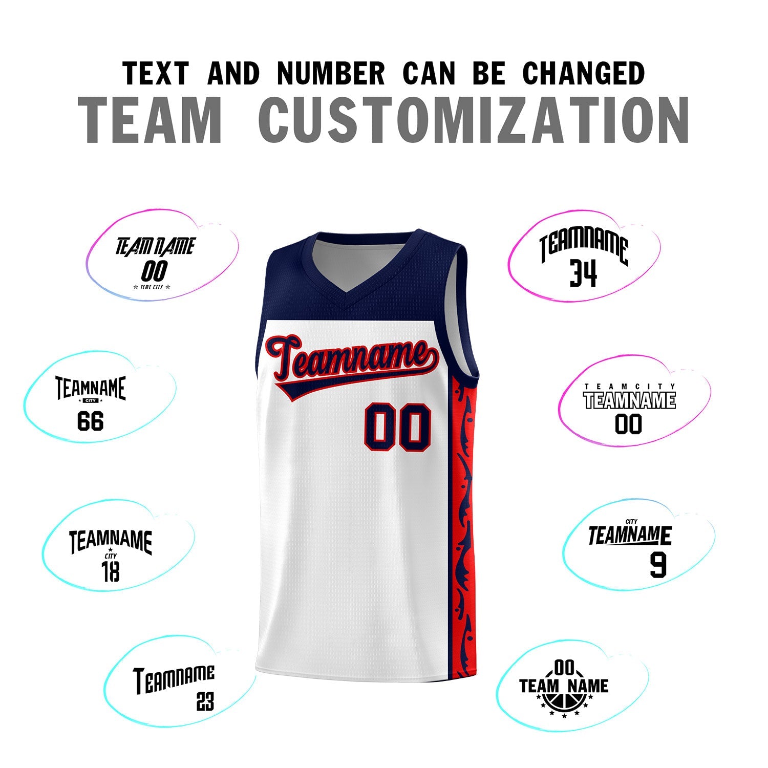Custom White Side Pattern Sports Uniform Basketball Jersey
