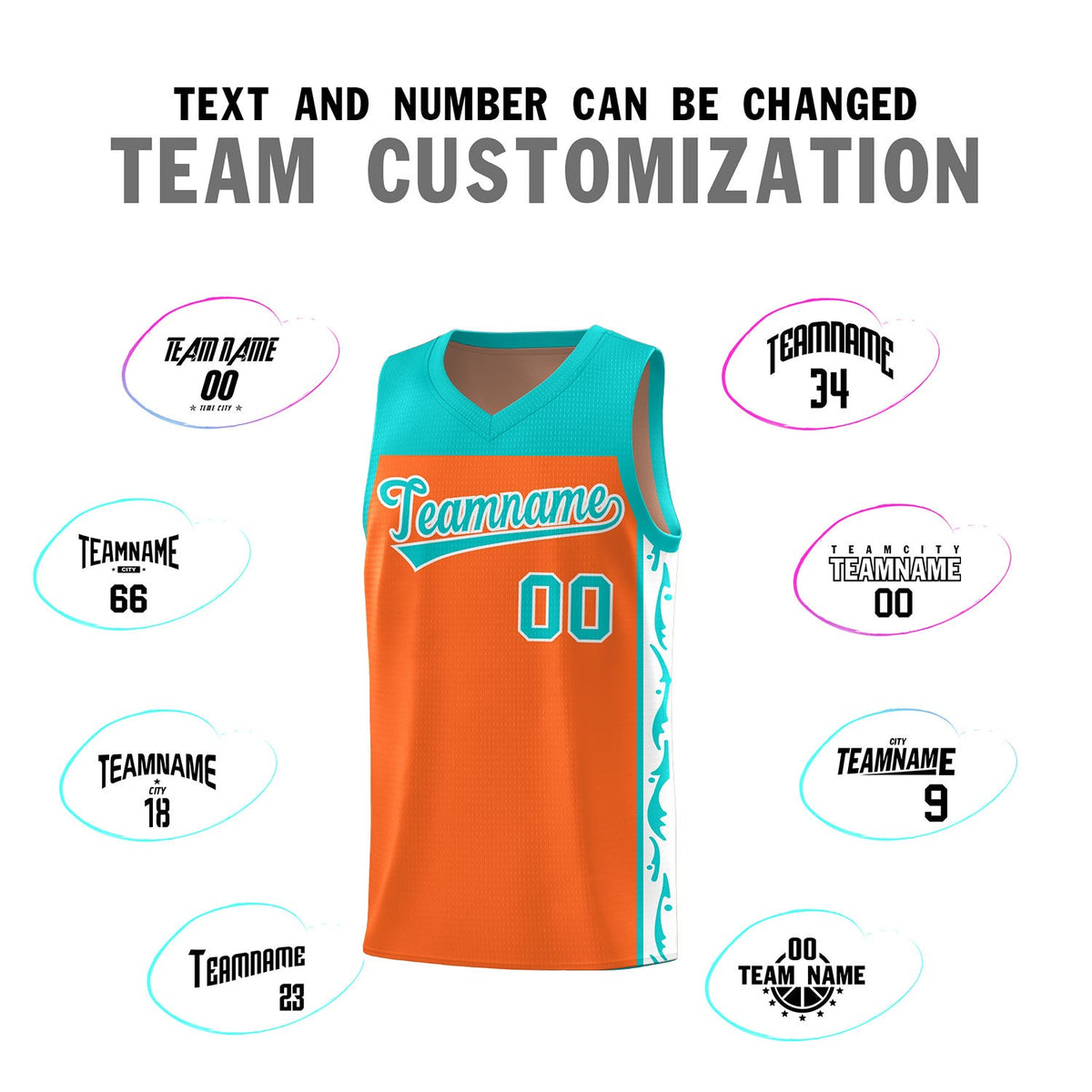 Custom Orange Side Pattern Sports Uniform Basketball Jersey