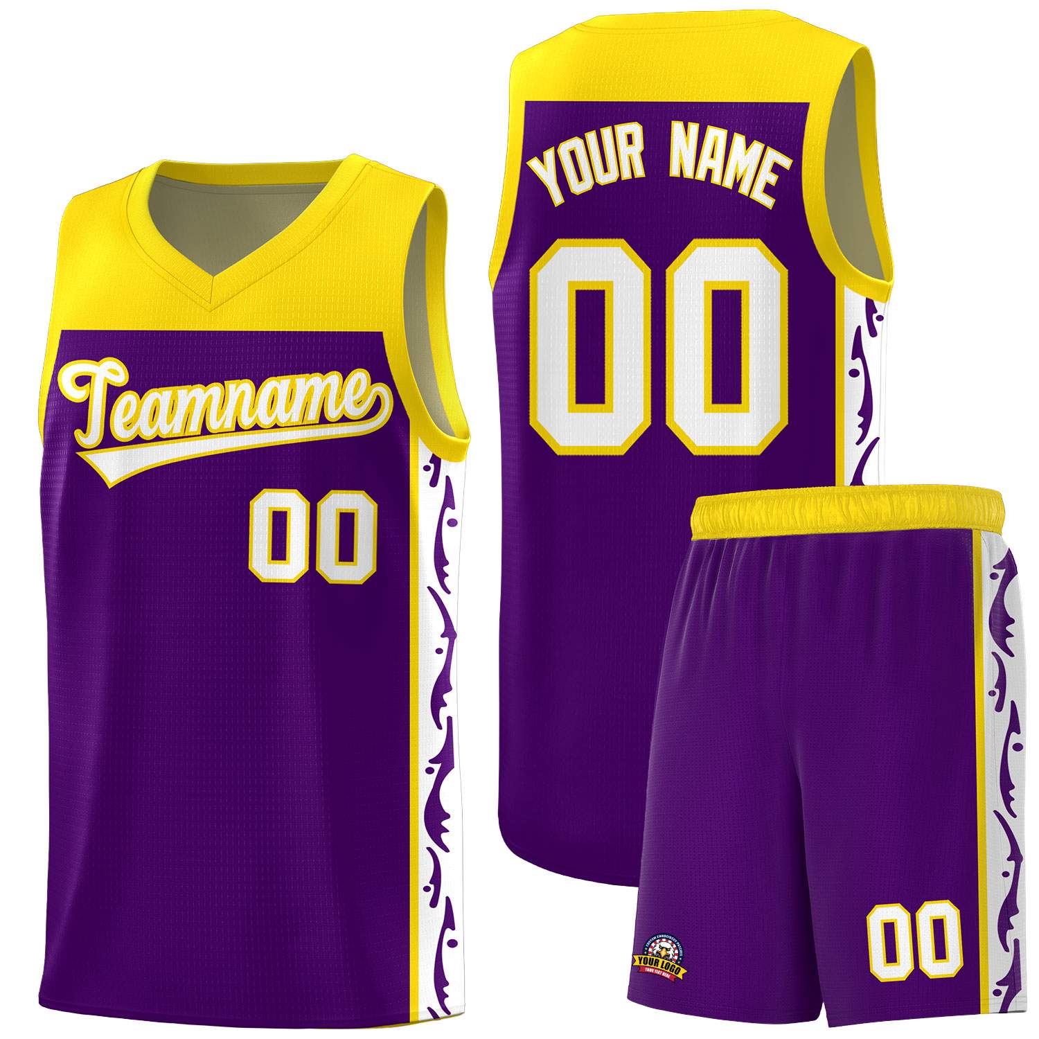 Custom Purple Side Pattern Sports Uniform Basketball Jersey