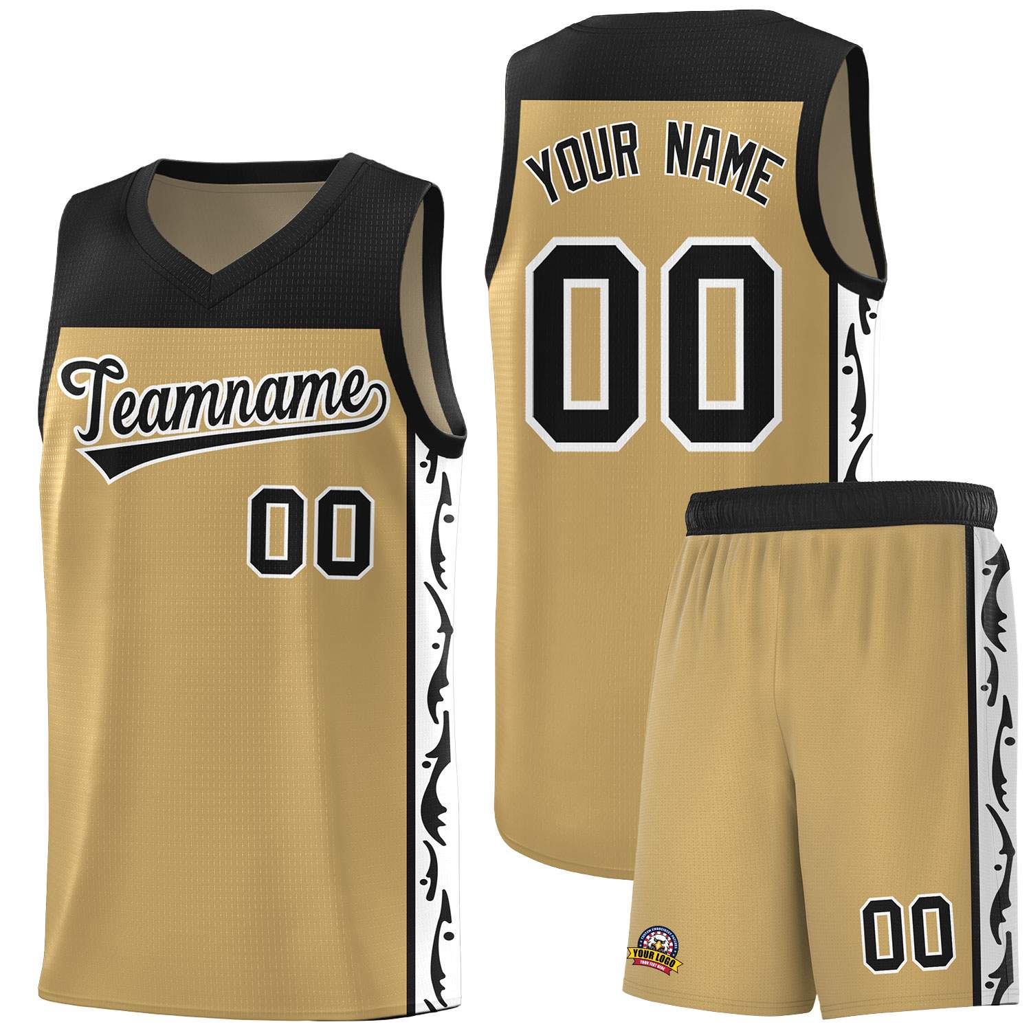 Custom Light Brown Side Pattern Sports Uniform Basketball Jersey