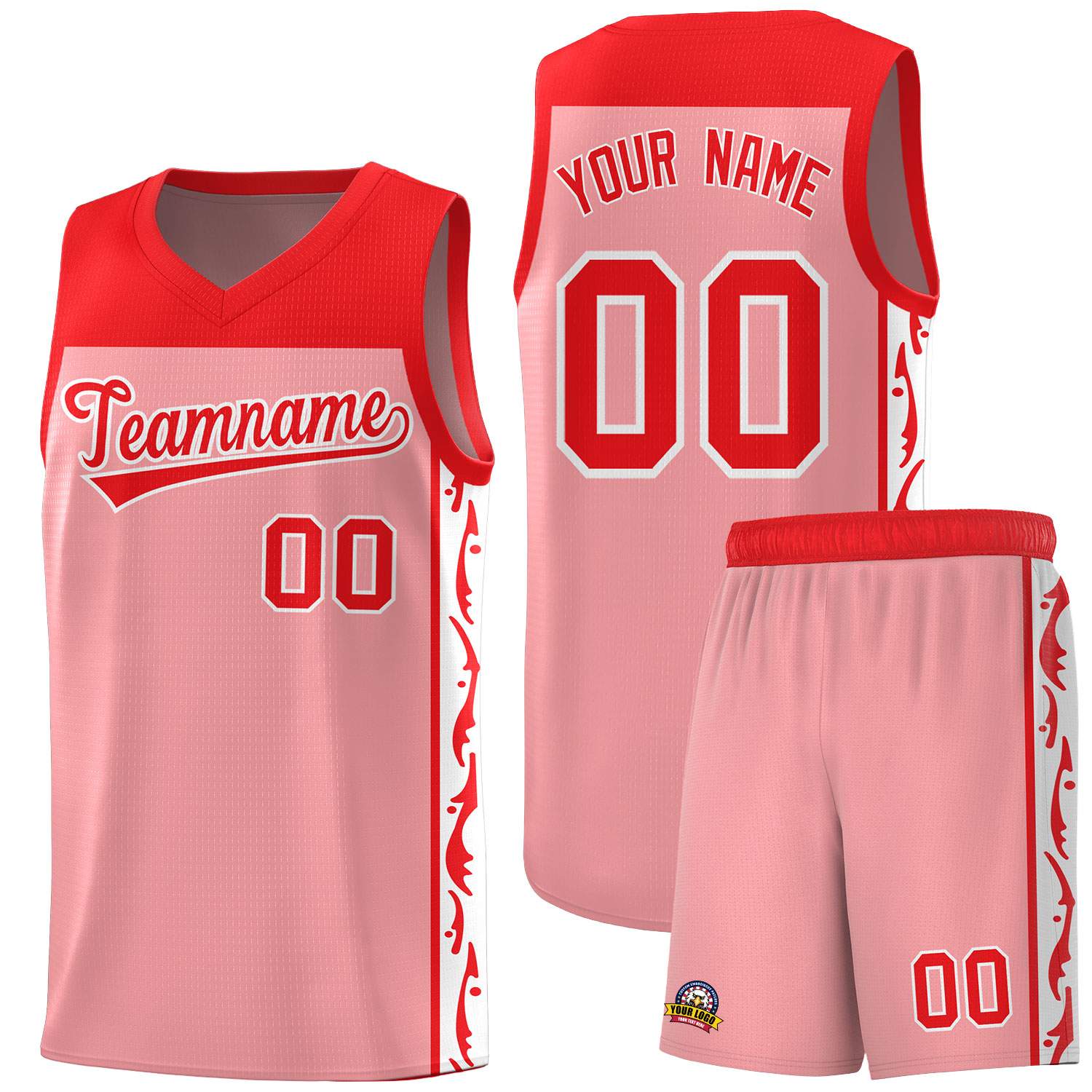 Custom Pink Side Pattern Sports Uniform Basketball Jersey