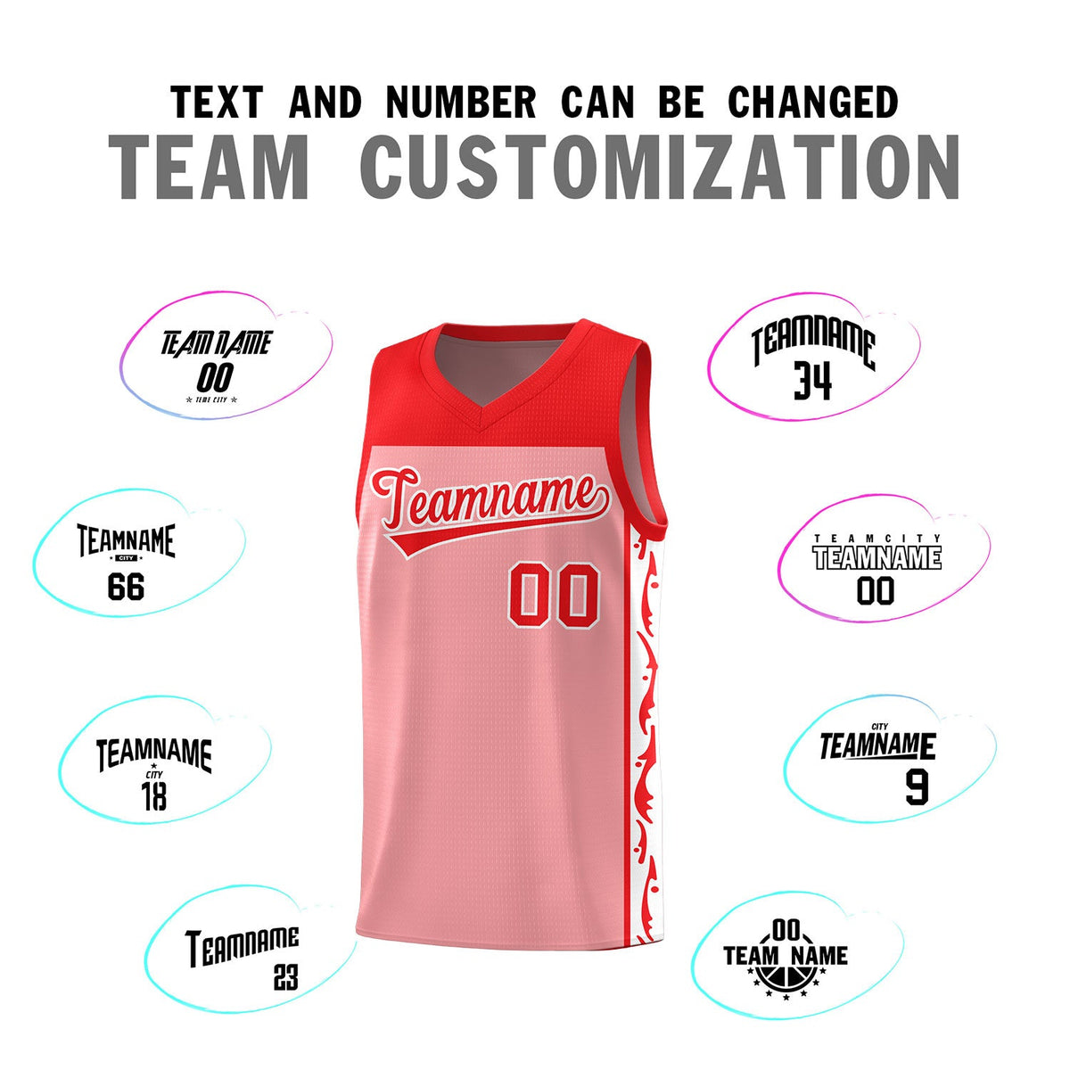 Custom Pink Side Pattern Sports Uniform Basketball Jersey