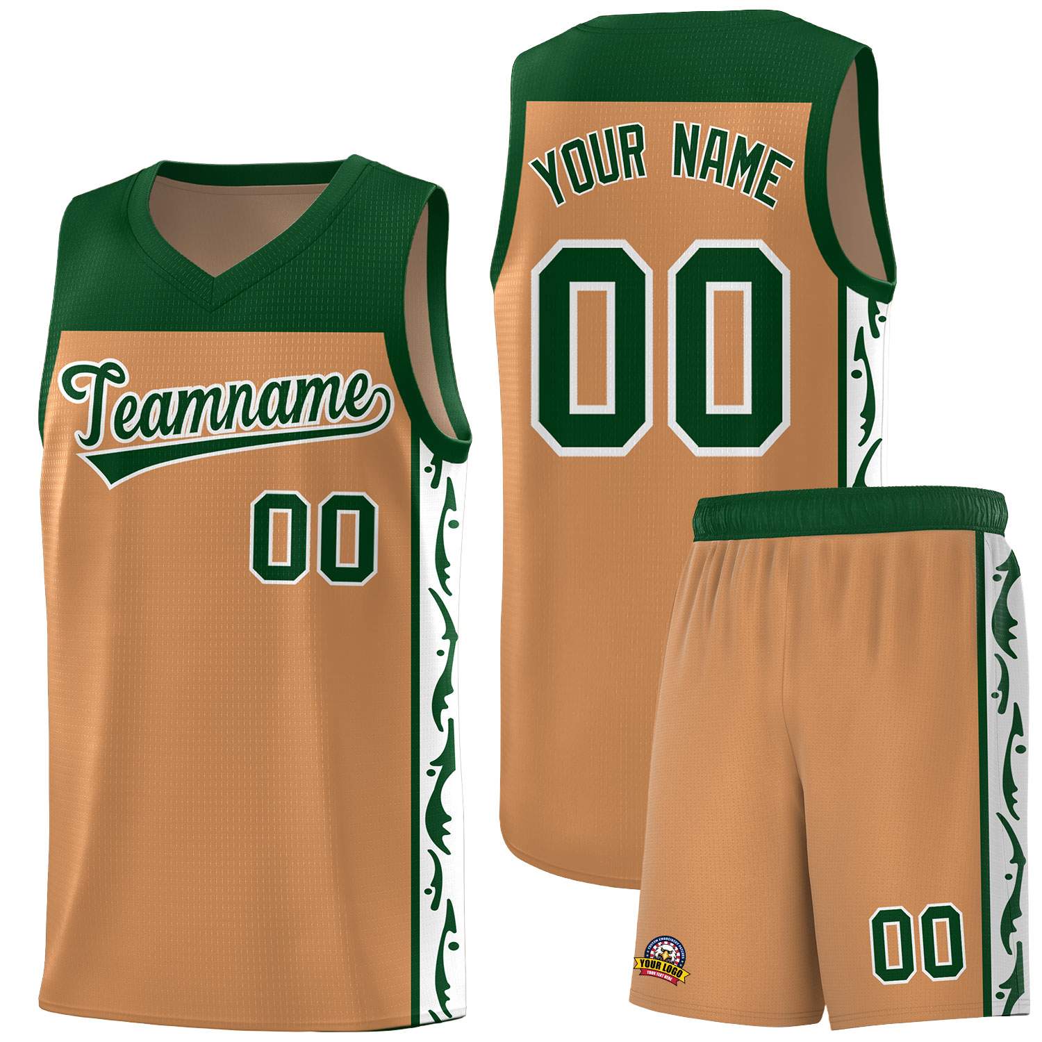 Custom Light Brown Side Pattern Sports Uniform Basketball Jersey