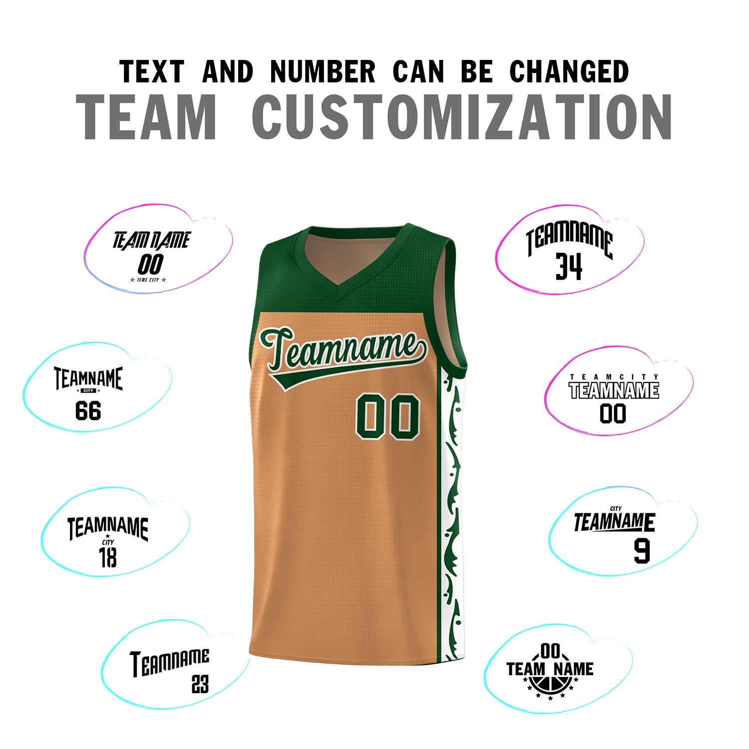 Custom Light Brown Side Pattern Sports Uniform Basketball Jersey