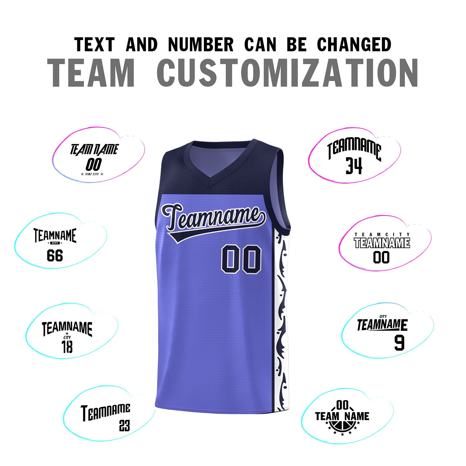 Custom Purple Side Pattern Sports Uniform Basketball Jersey