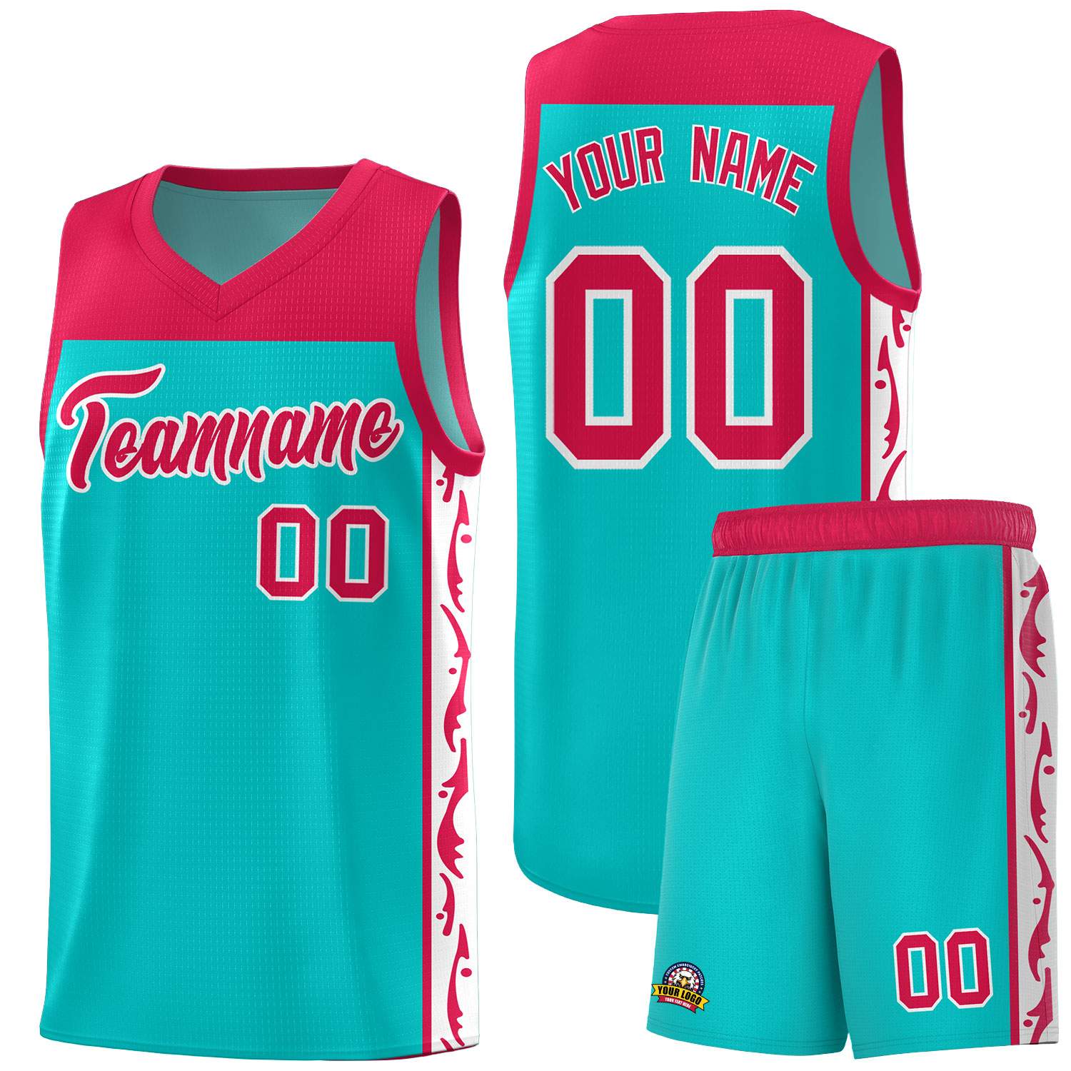 Custom Bright Green Side Pattern Sports Uniform Basketball Jersey