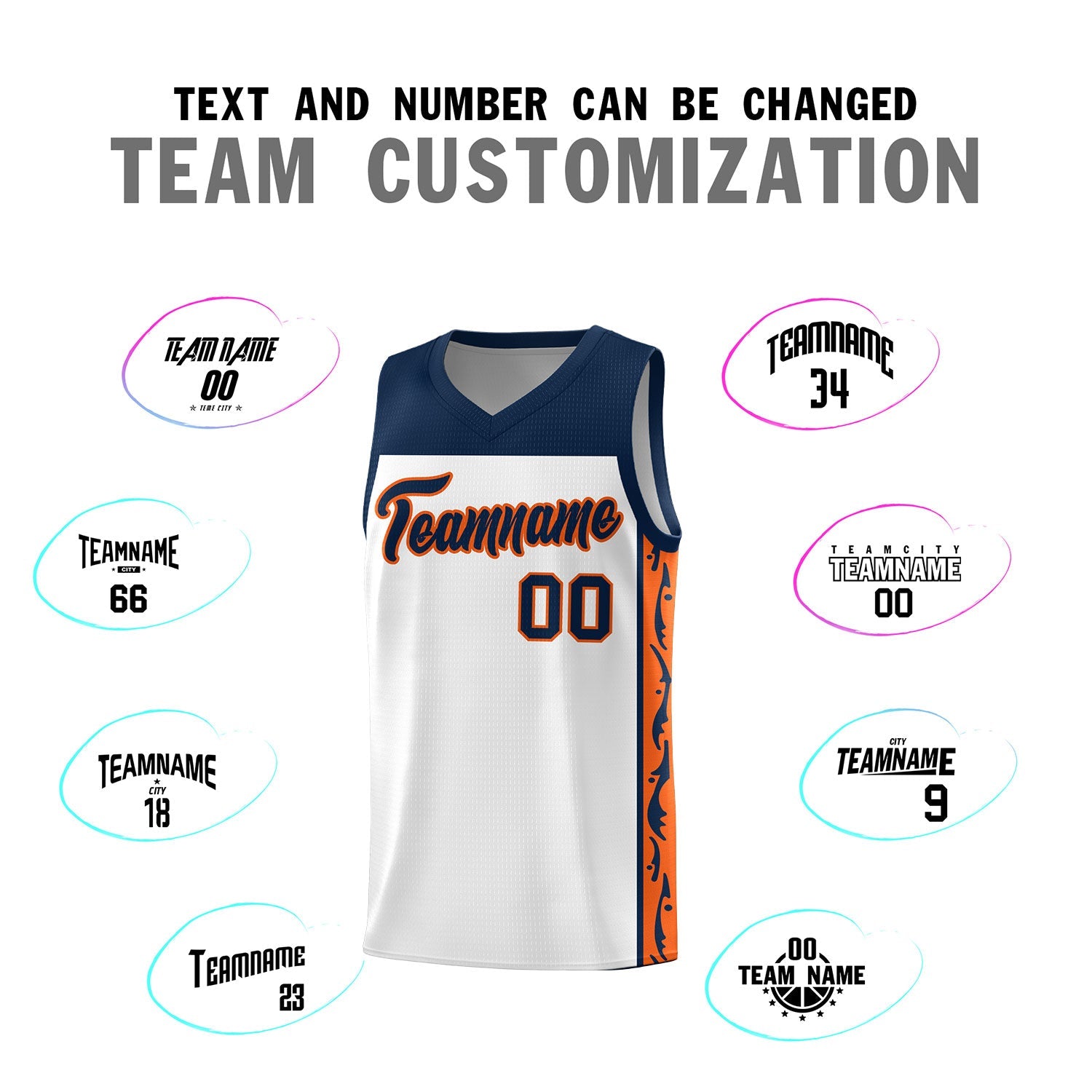 Custom White Side Pattern Sports Uniform Basketball Jersey