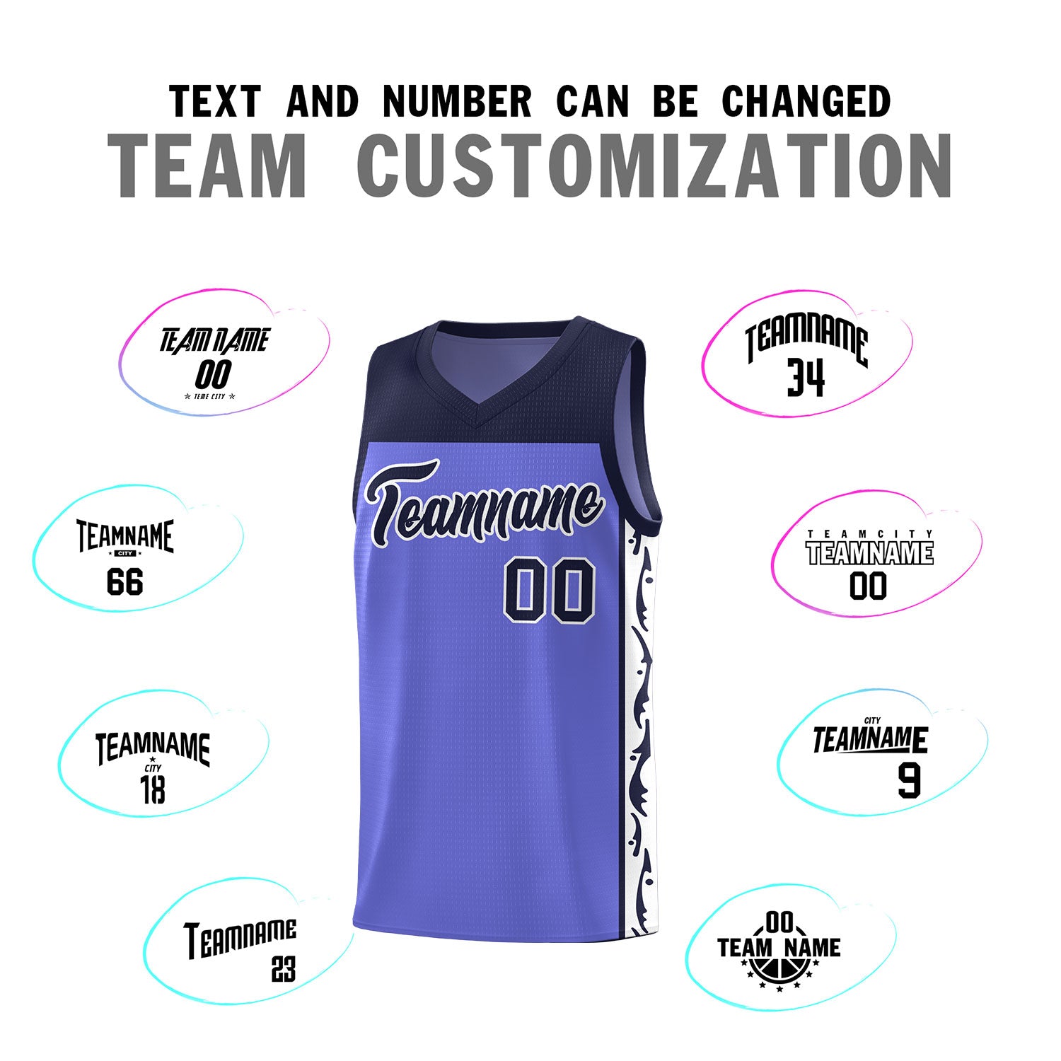 Custom Purple Side Pattern Sports Uniform Basketball Jersey