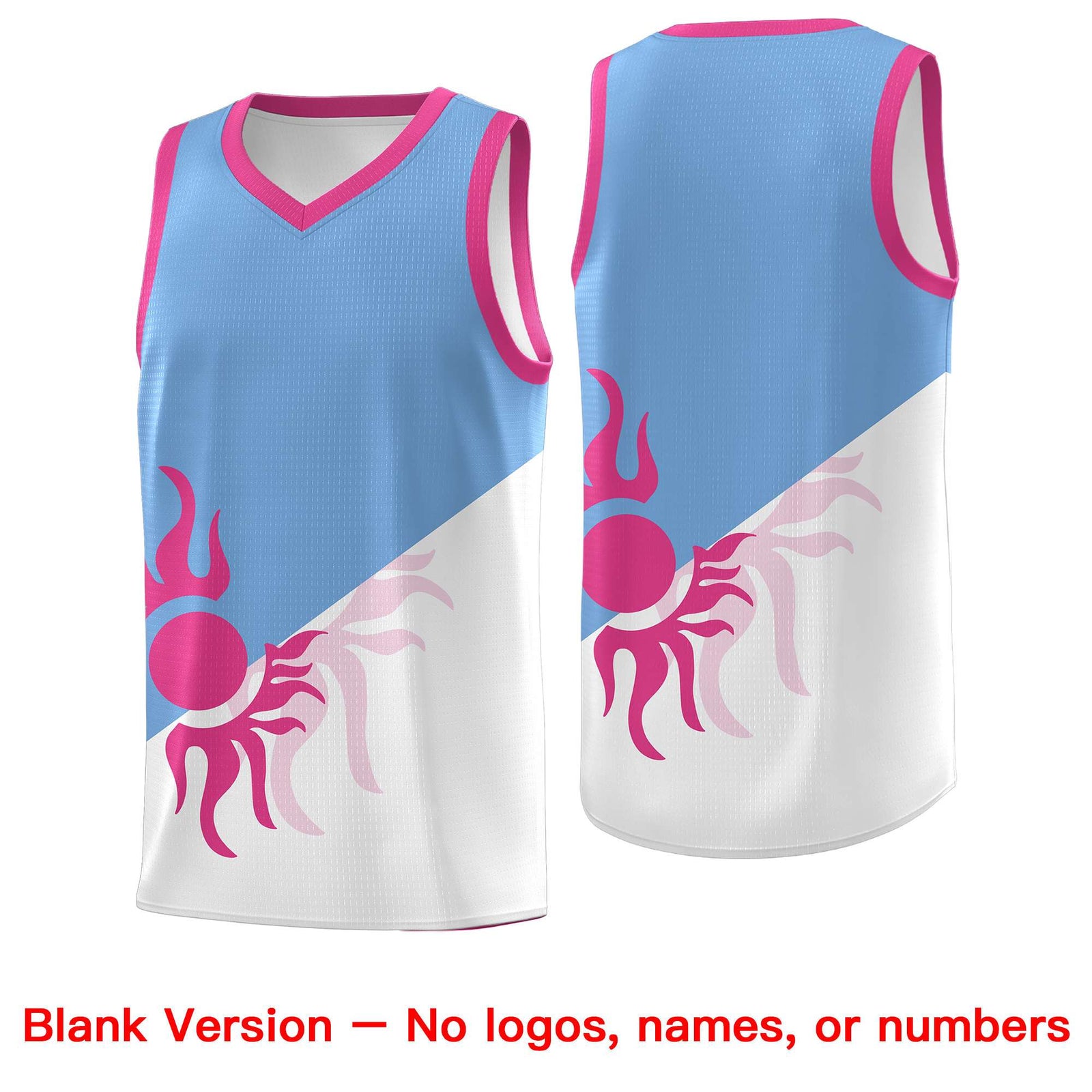 Custom Youth Basketball Jerseys - Powder Blue White Sunburst Design Two Tone Uniforms