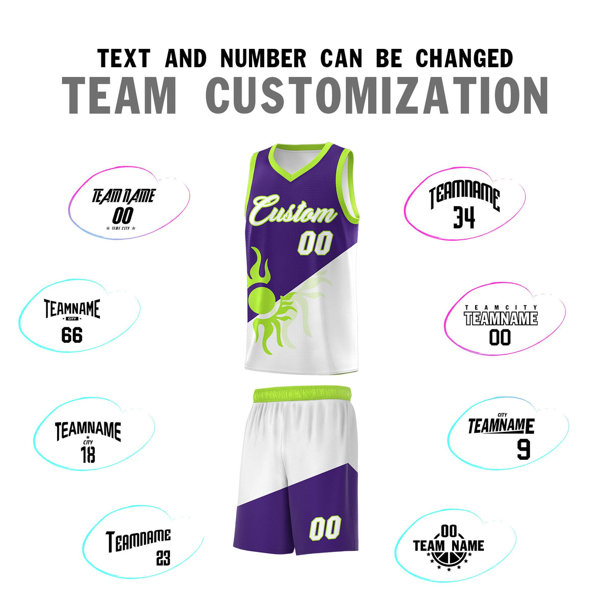 Custom Youth Basketball Jerseys - Purple White Radiant Sun Design Two Tone Uniforms