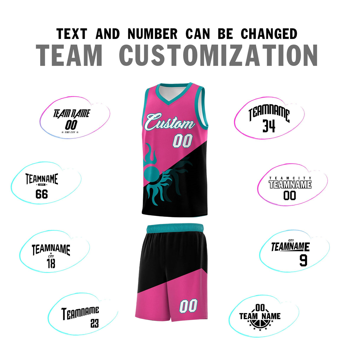 Custom Youth Basketball Jerseys - Rose Red Black Sunburst Design Two Tone Uniforms