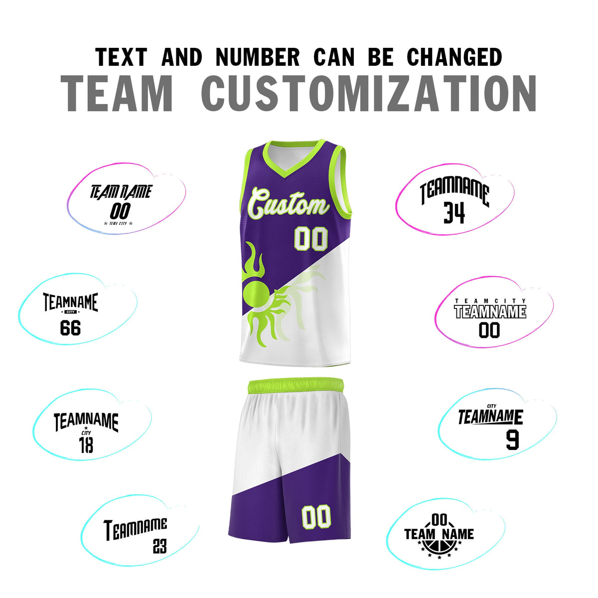 Custom Youth Basketball Jerseys - Purple White Radiant Sun Design Two Tone Uniforms