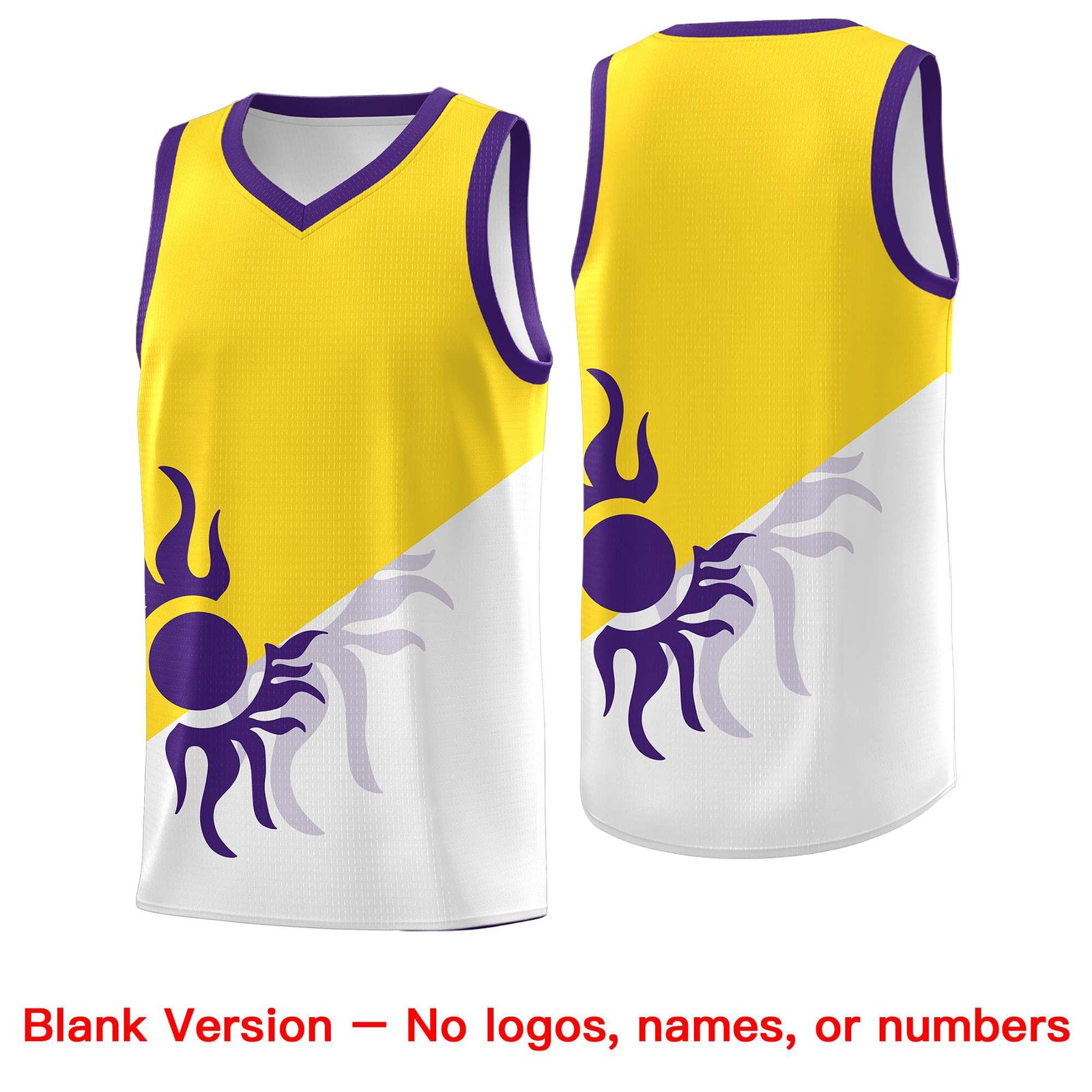Custom Youth Basketball Jerseys - Gold White Radiant Sun Design Two Tone Uniforms
