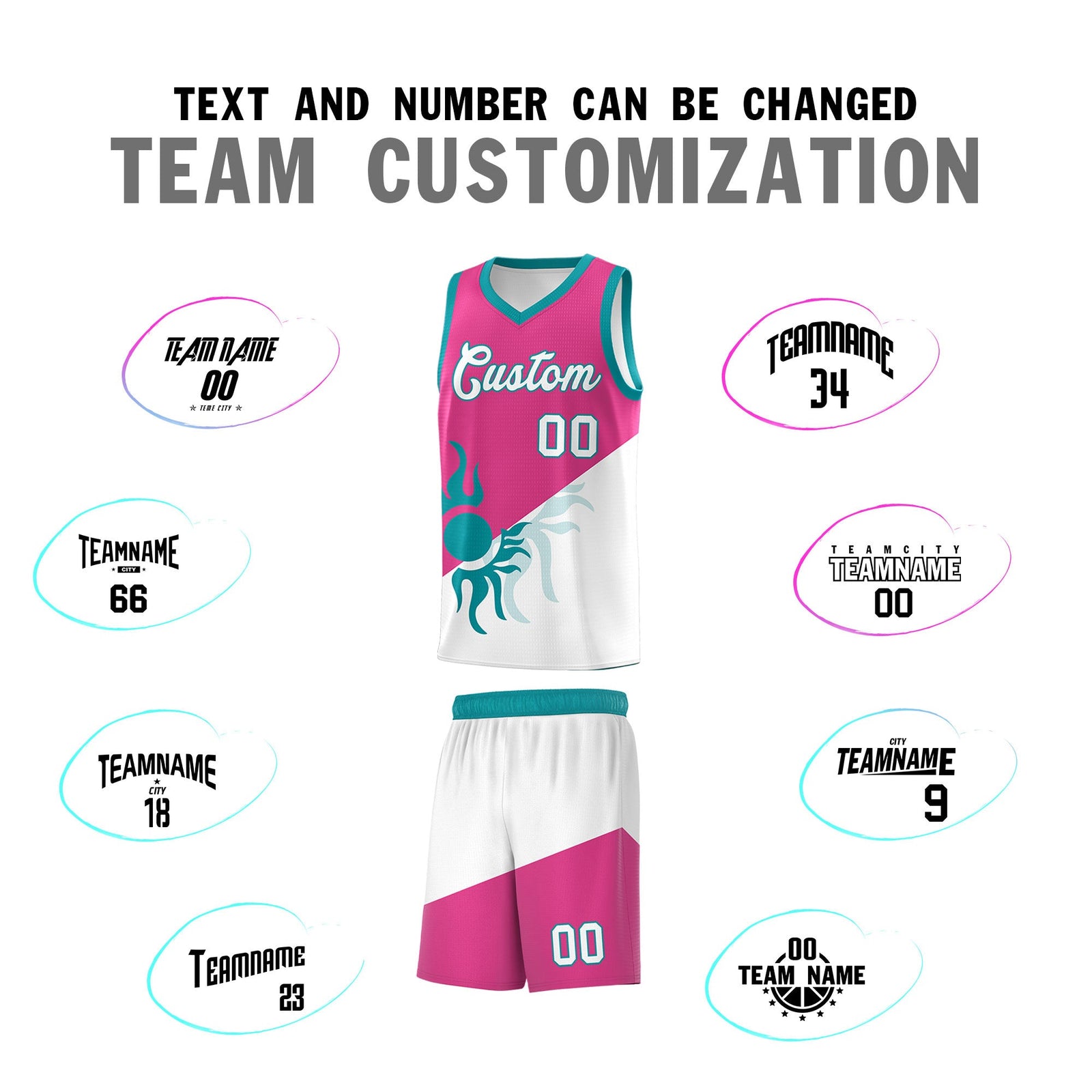 Custom Youth Basketball Jerseys - Rose Red White Radiant Sun Design Two Tone Uniforms