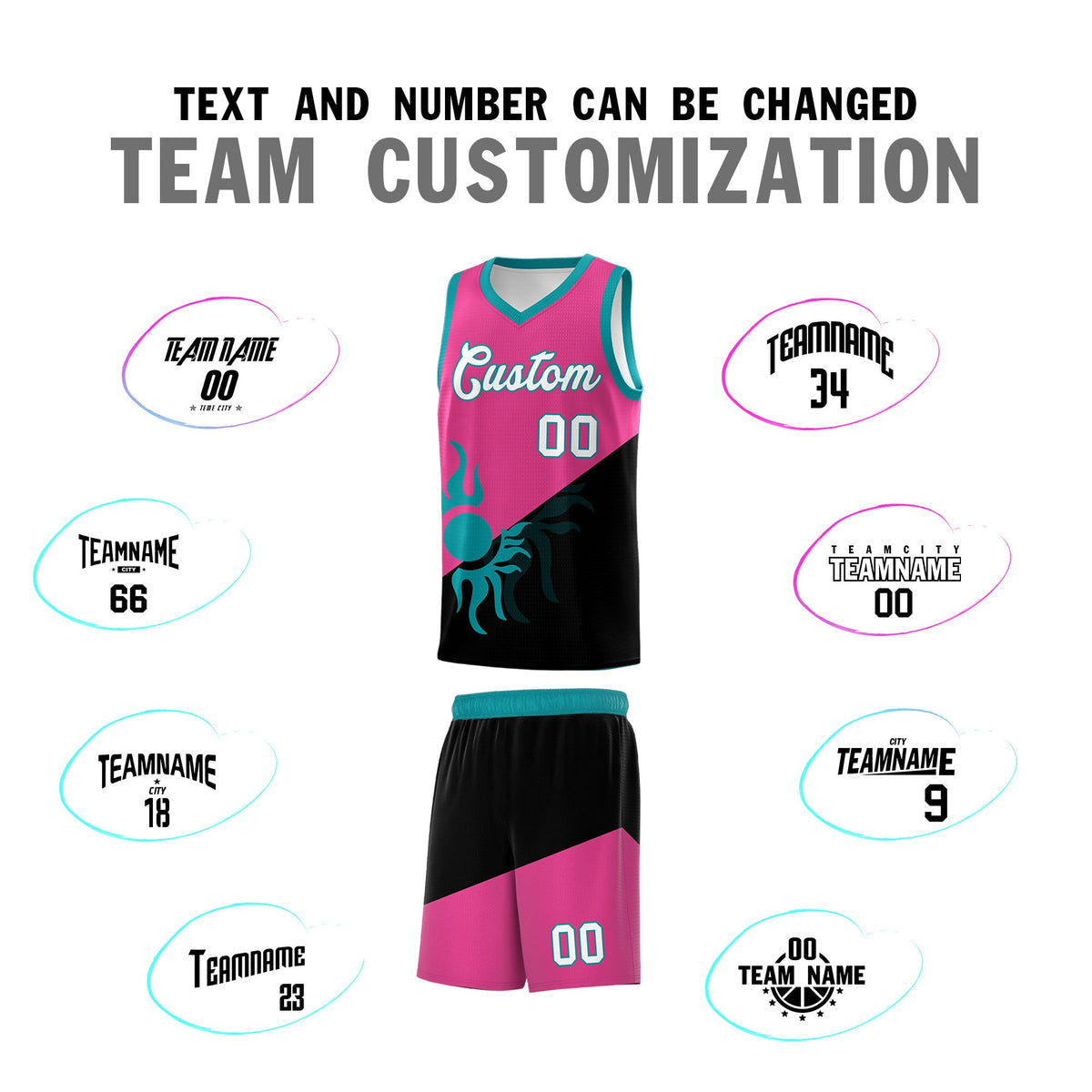 Custom Youth Basketball Jerseys - Rose Red Black Sunburst Design Two Tone Uniforms