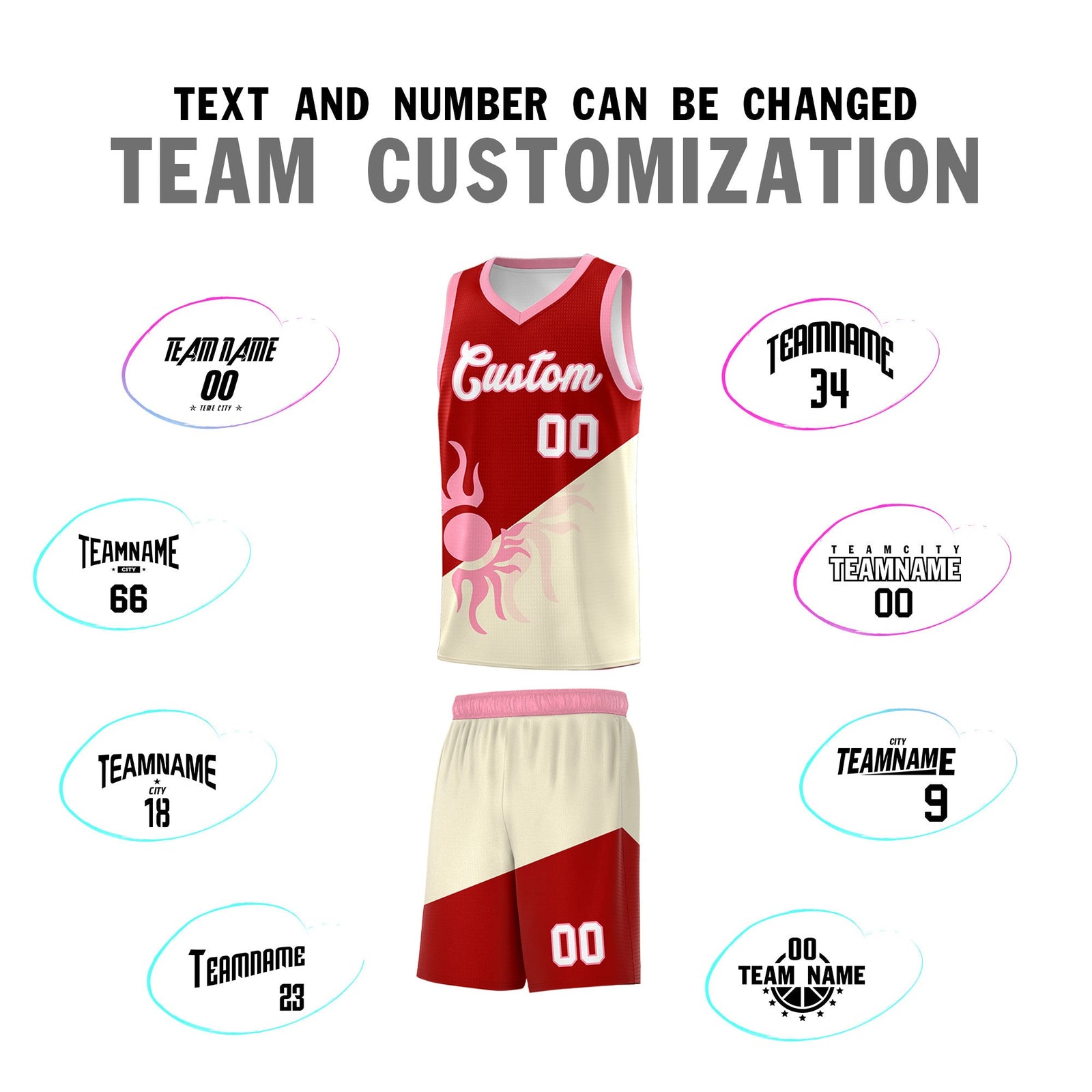 Custom Youth Basketball Jerseys - Red Light Khaki  Radiant Sun Design Two Tone Uniforms
