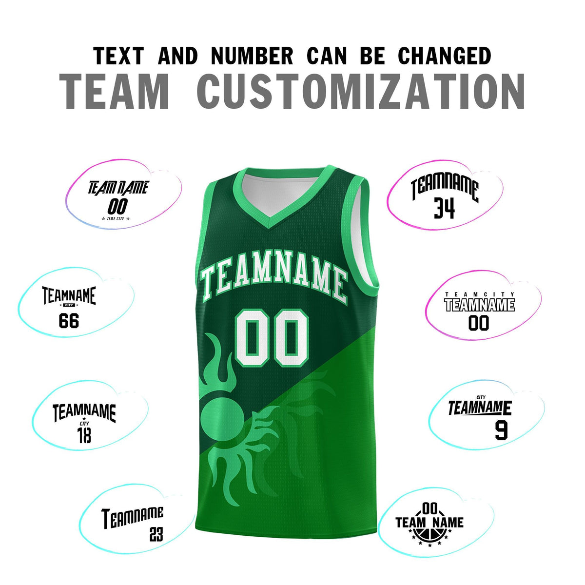 Custom Youth Basketball Jerseys - Kelly Green Kelly Green Sunburst Design Two Tone Uniforms
