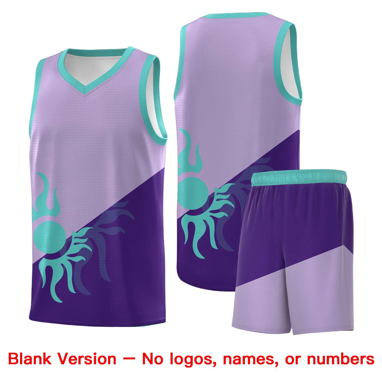 Custom Youth Basketball Jerseys - Light Purple Purple Sunburst Design Two Tone Uniforms