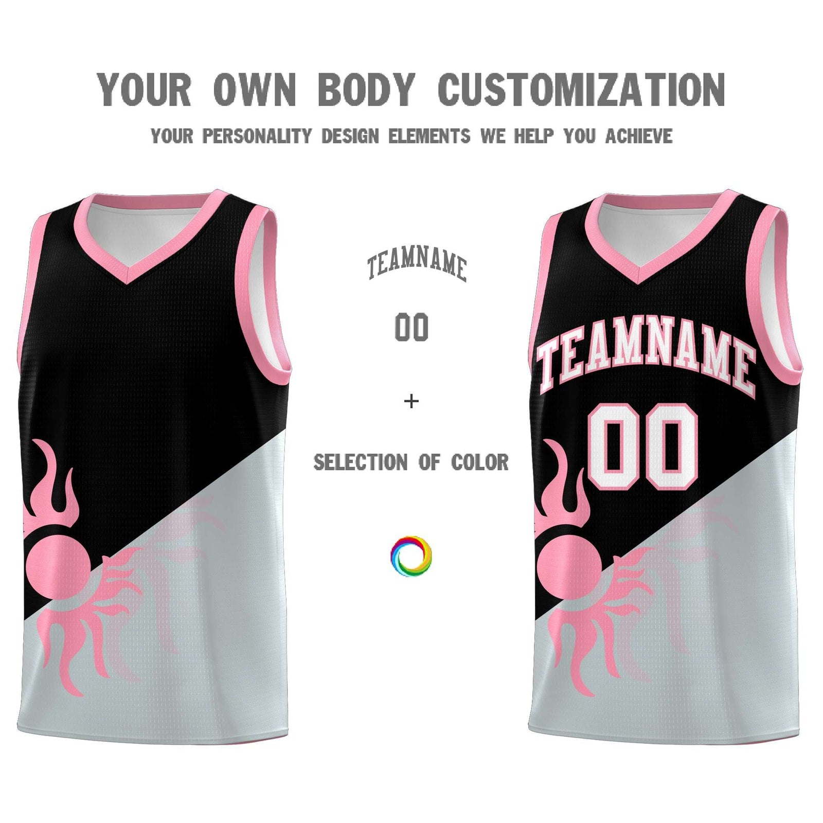 Custom Youth Basketball Jerseys - Black Silver Radiant Sun Design Two Tone Uniforms