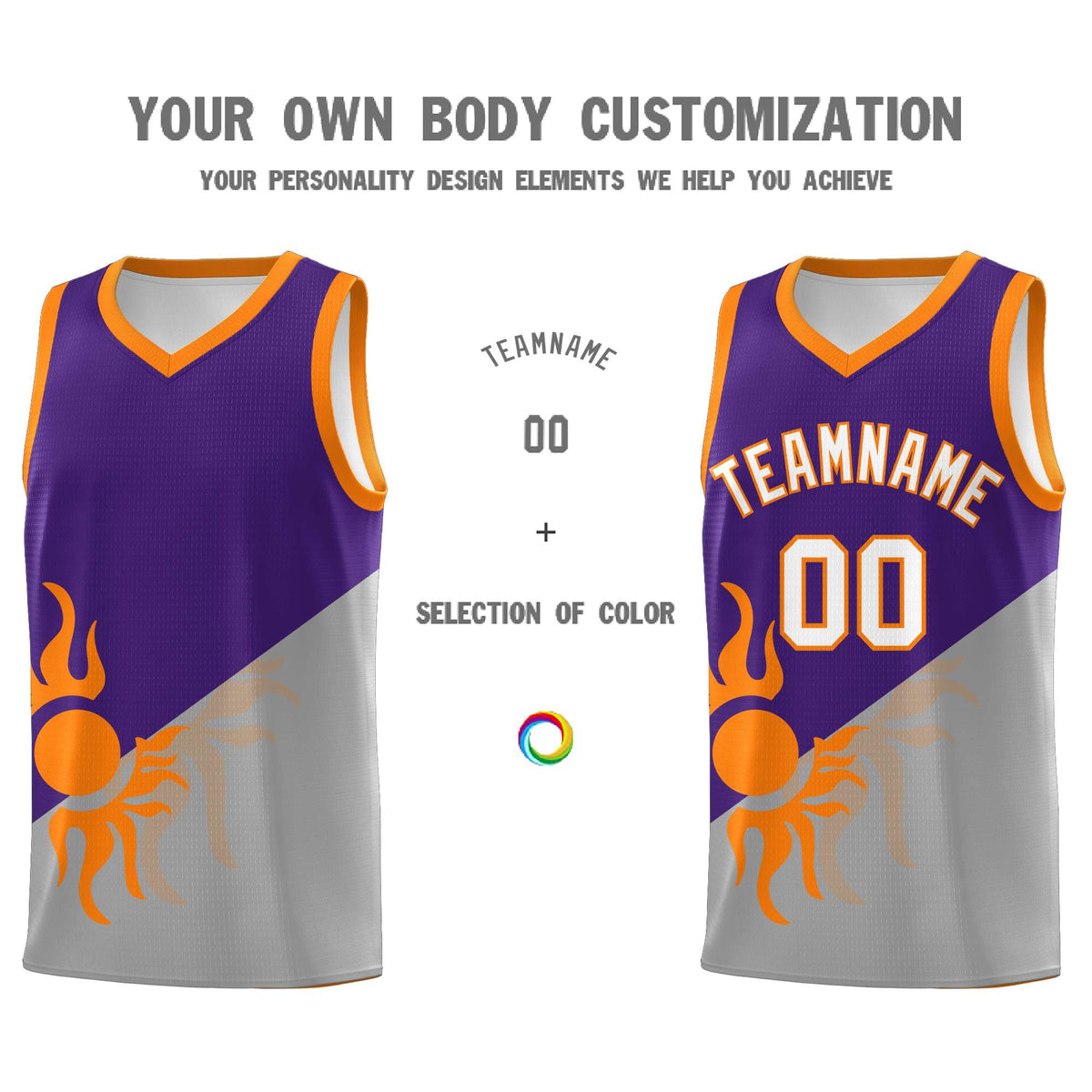 Custom Youth Basketball Jerseys - Purple Gray Sunburst Design Two Tone Uniforms