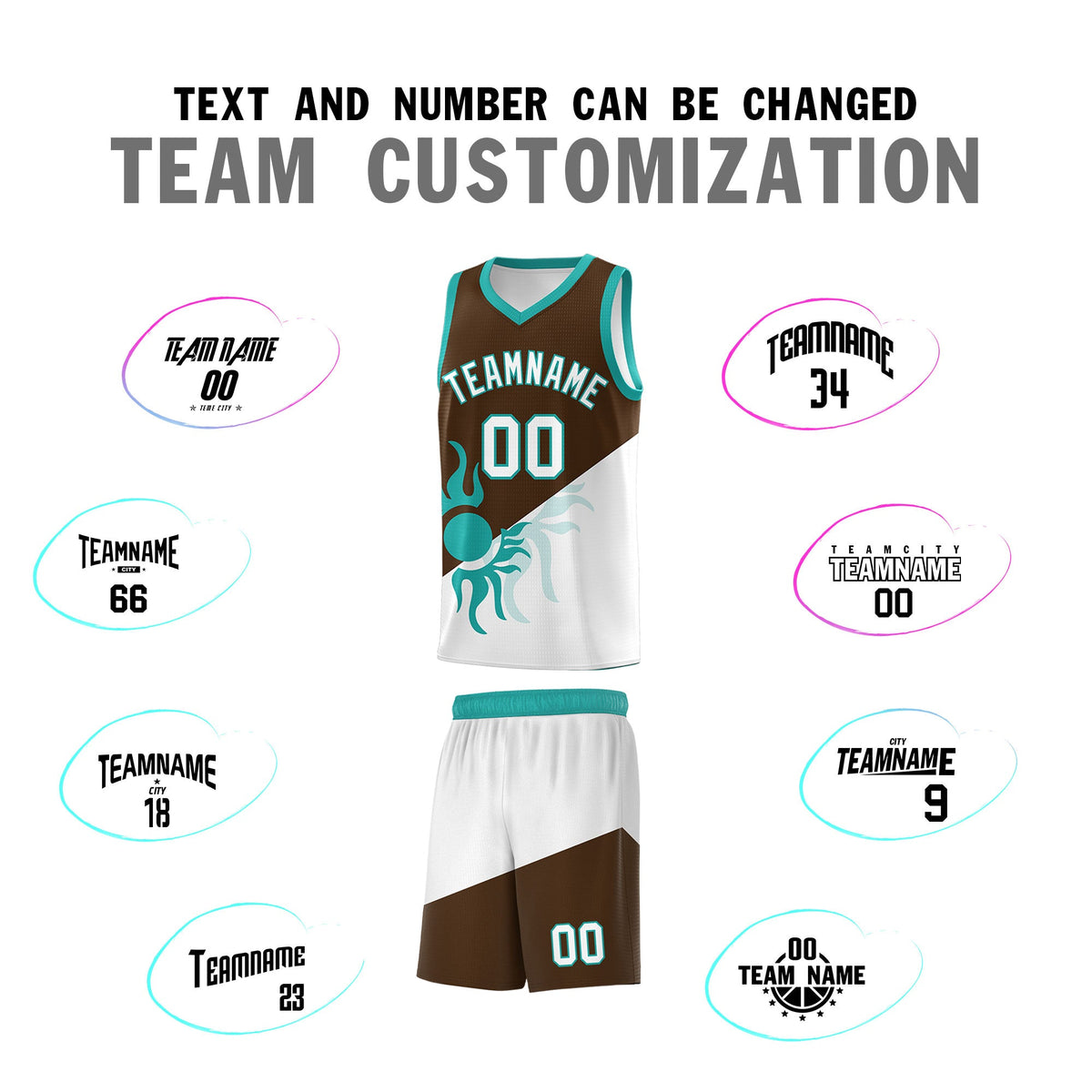 Custom Youth Basketball Jerseys - Brown White Radiant Sun Design Two Tone Uniforms