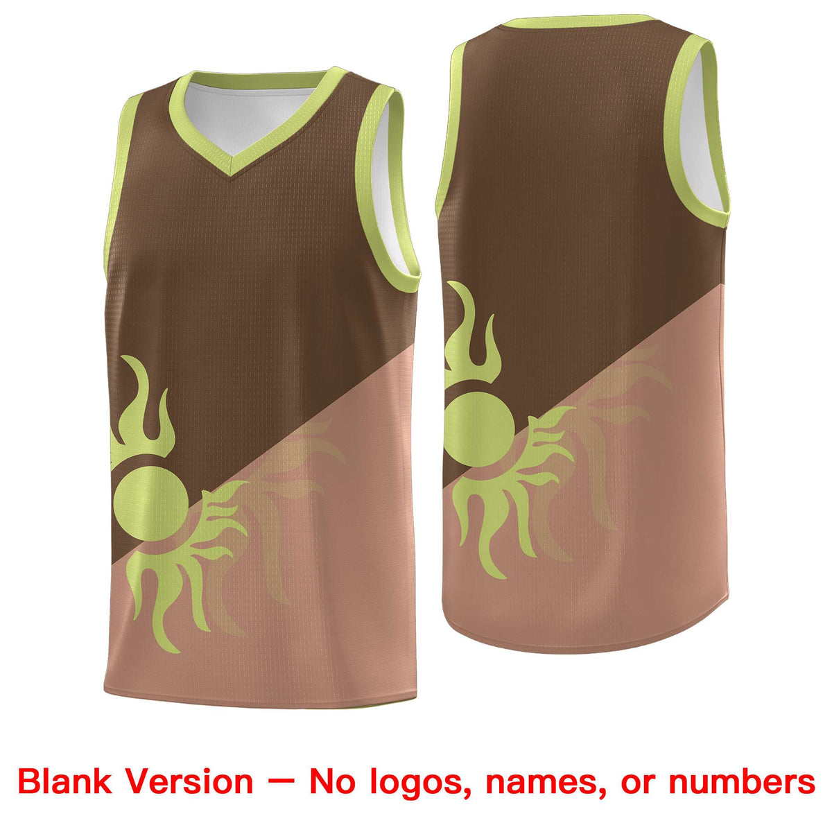 Custom Youth Basketball Jerseys - Coffee Light Brown Radiant Sun Design Two Tone Uniforms