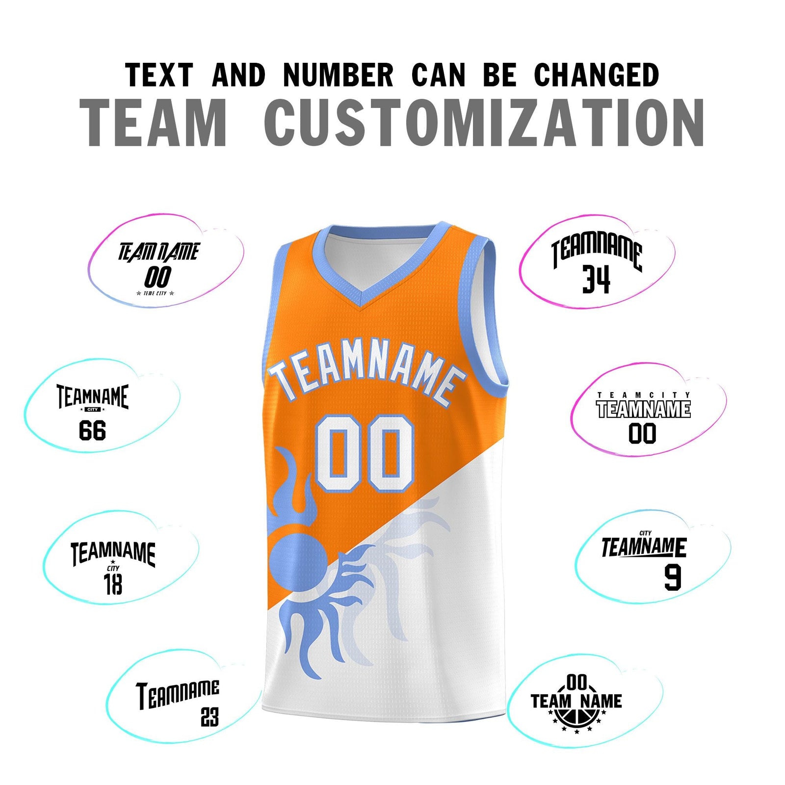 Custom Youth Basketball Jerseys - Orange White Radiant Sun Design Two Tone Uniforms