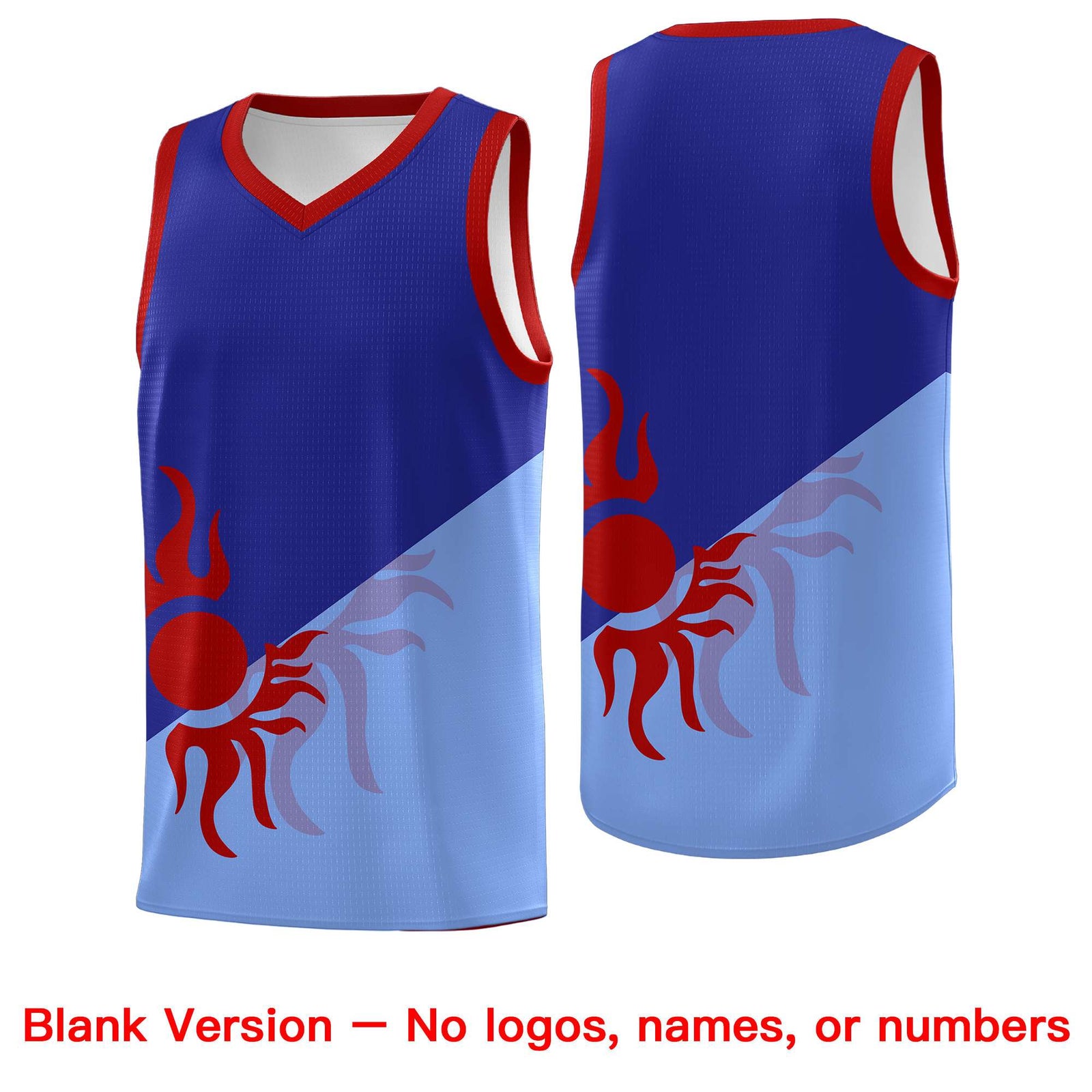 Custom Youth Basketball Jerseys - Royal Light Blue Sunburst Design Two Tone Uniforms