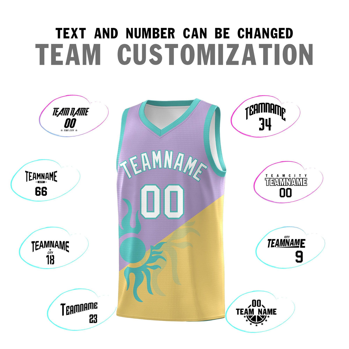 Custom Youth Basketball Jerseys - Light Purple Old Gold Radiant Sun Design Two Tone Uniforms
