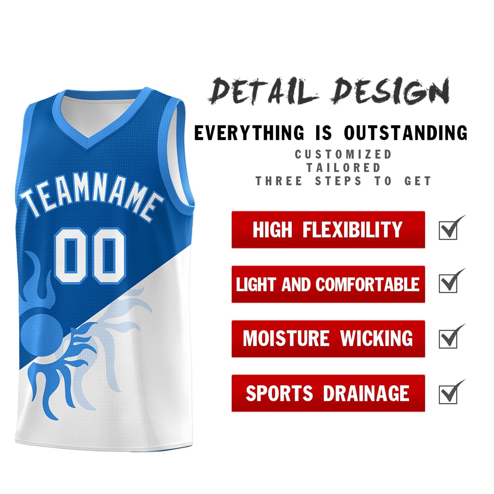 Custom Youth Basketball Jerseys - Royal White Radiant Sun Design Two Tone Uniforms